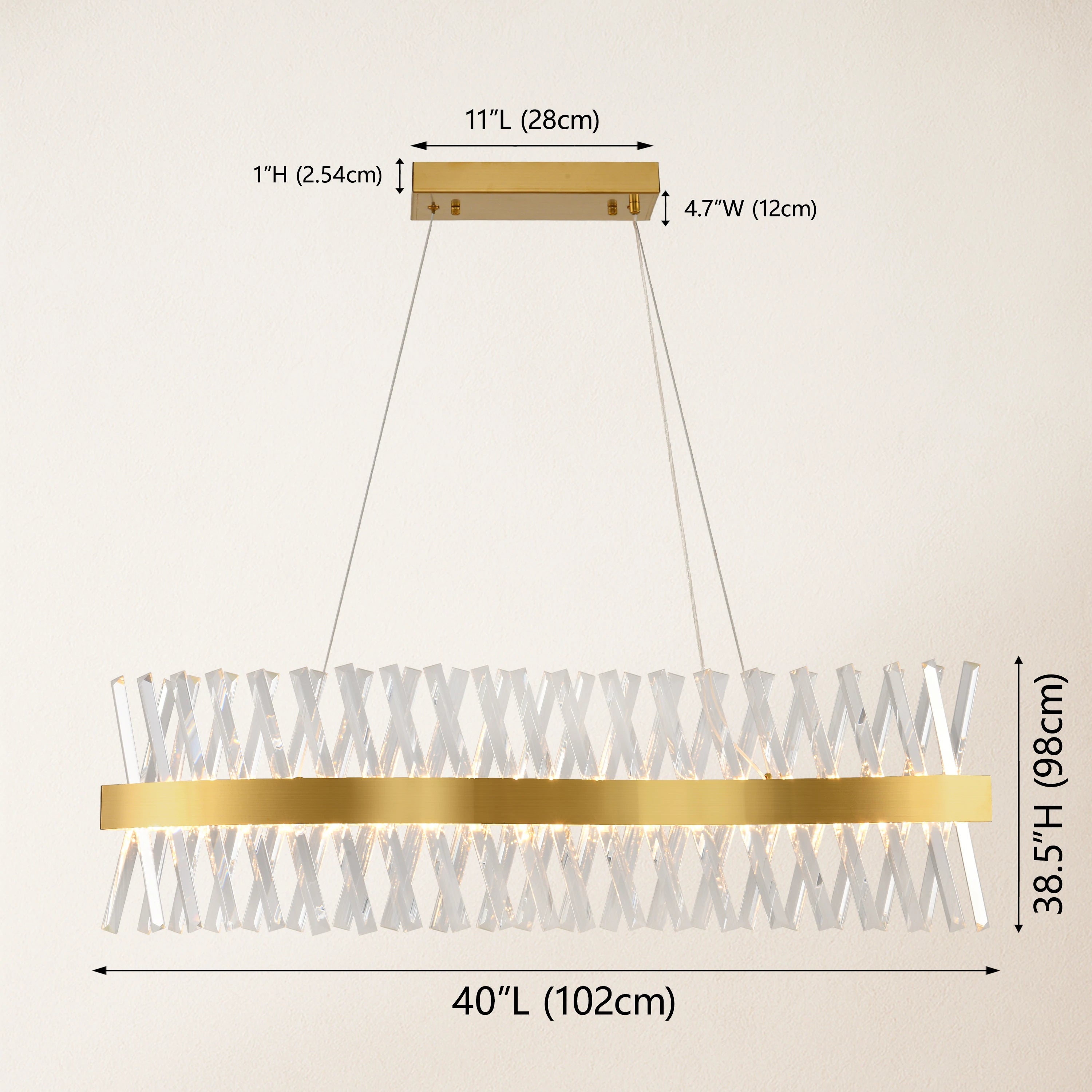 Vetro Prism Crystal Rectangular Chandelier 40"