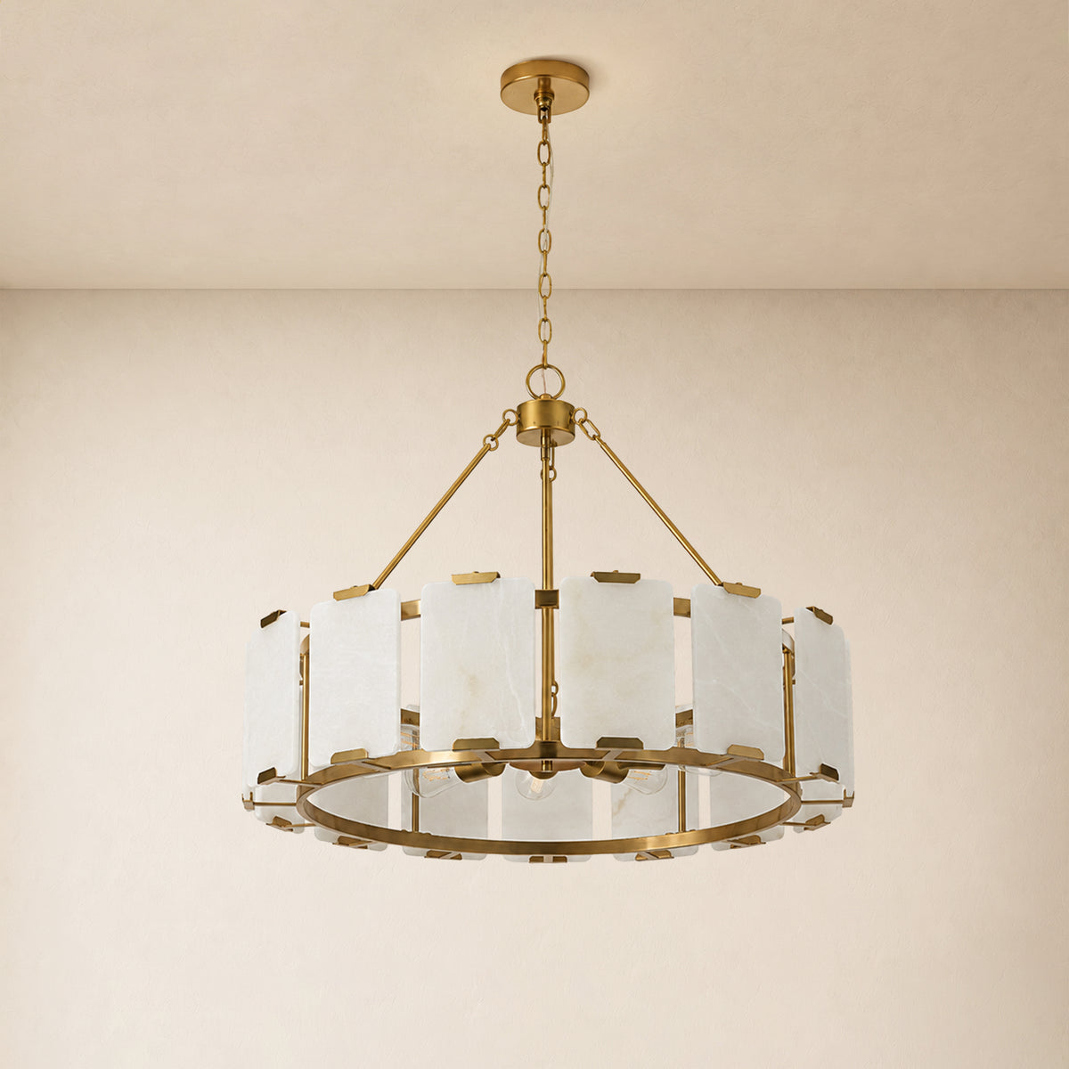 Avenelle Alabaster Round Chandelier 23.6" 30"D