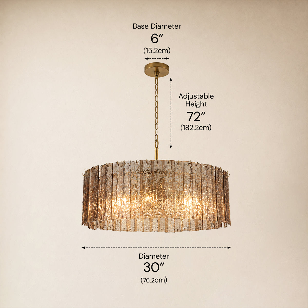 Tavelle Textured Glass Round Chandelier 24" 30"D