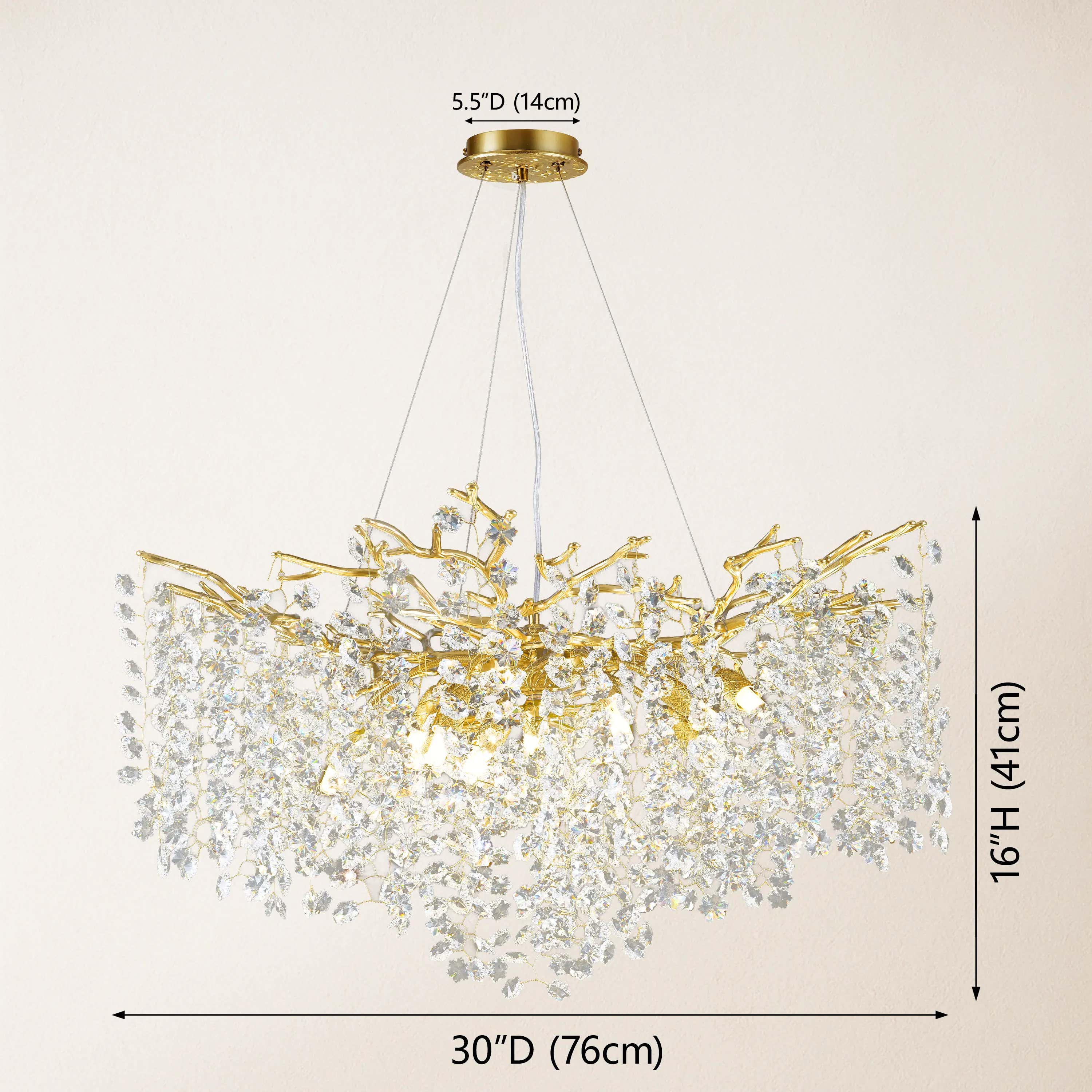 Lustre Branches Crystal Round Chandelier for All Rooms 30"D