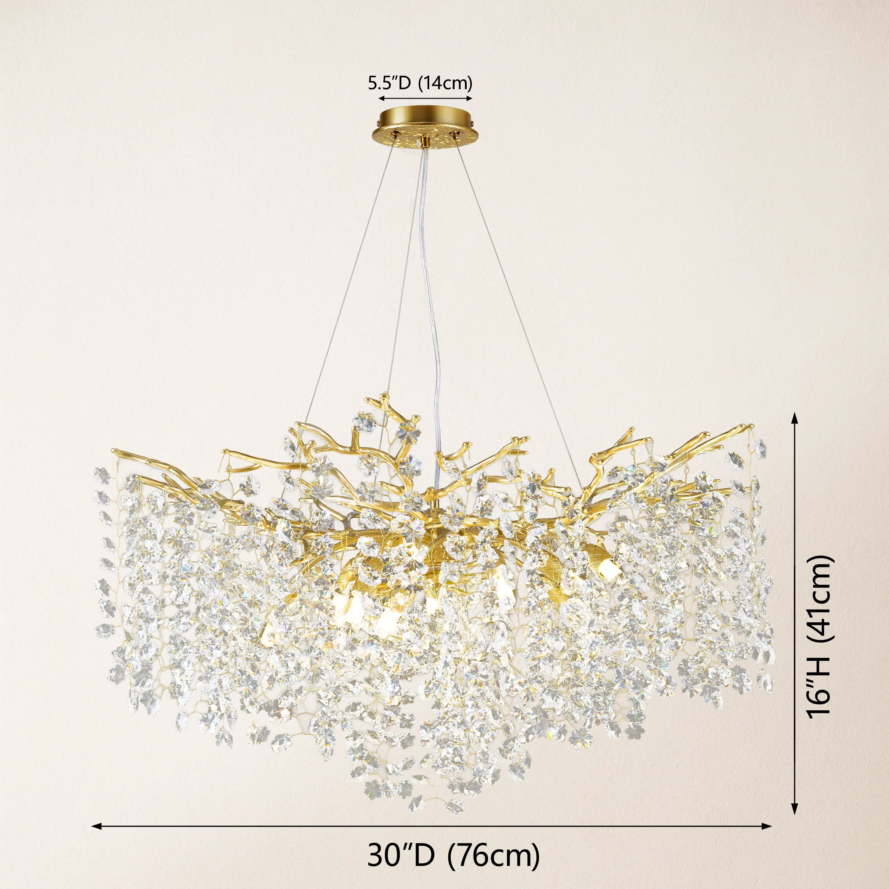 Lustre Branches Crystal Round Chandelier for All Rooms 30"D