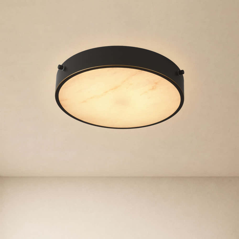 Roselyn Alabaster Round Flush Mount 12"D#Finish_Gold