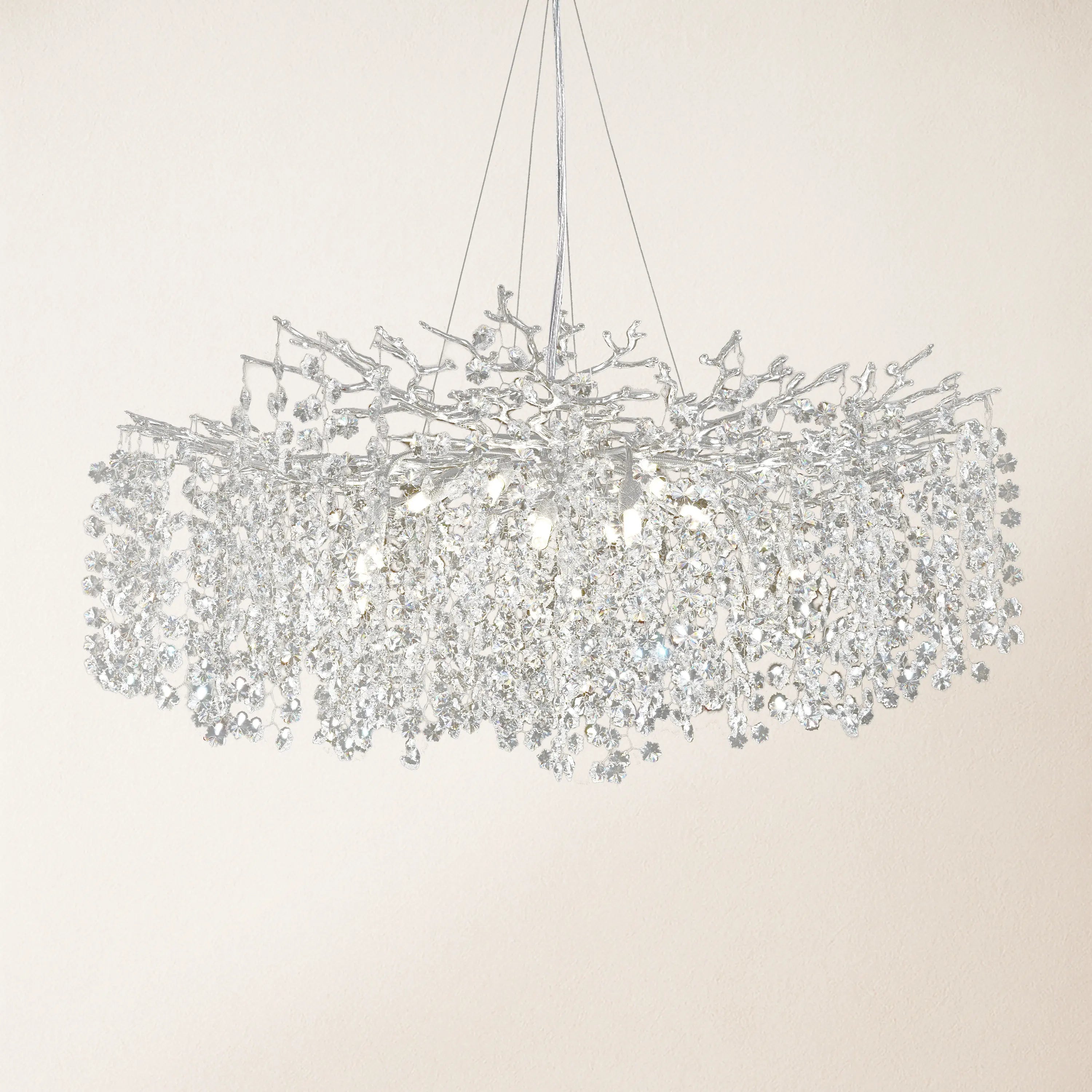 Lustre Branches Crystal Round Chandelier for All Rooms 30"D