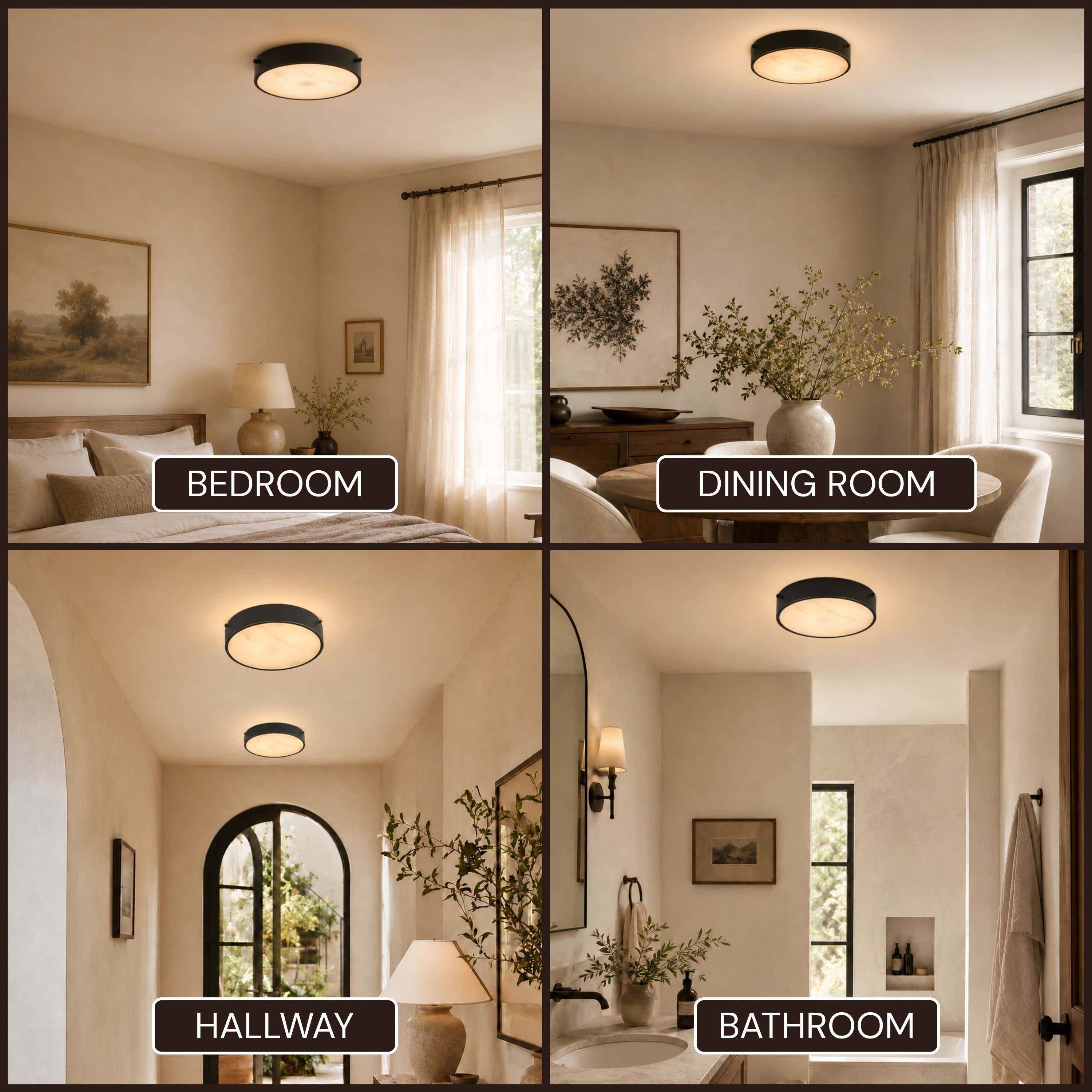 Roselyn Alabaster Round Flush Mount 12"D