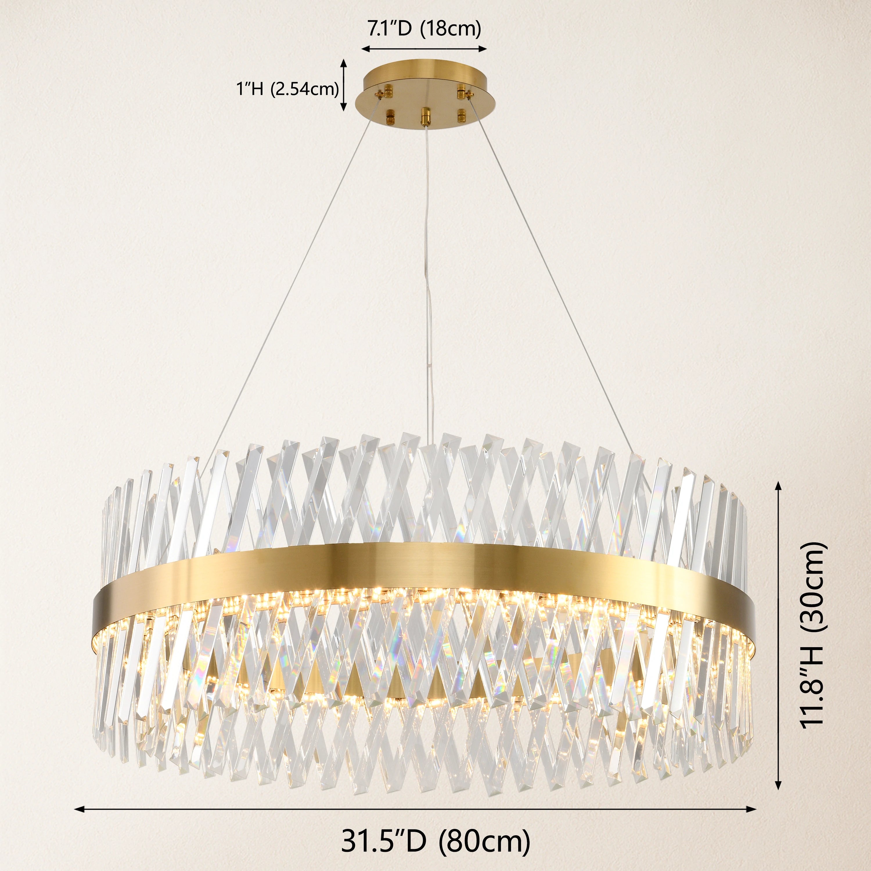 Vetro Prism Crystal Round Chandelier 31.5"D