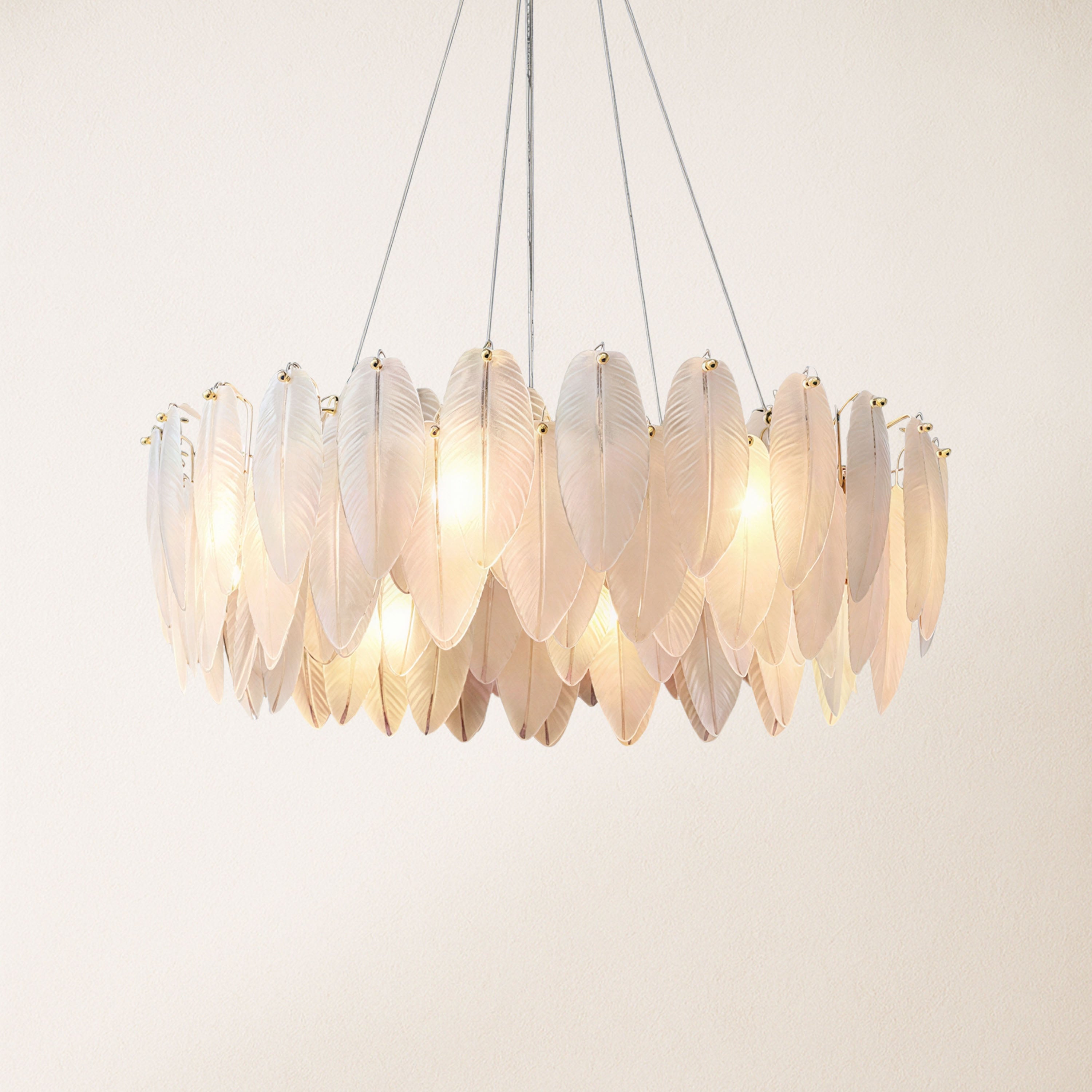 Avelis Glass Feather Round Chandelier 23.6"D