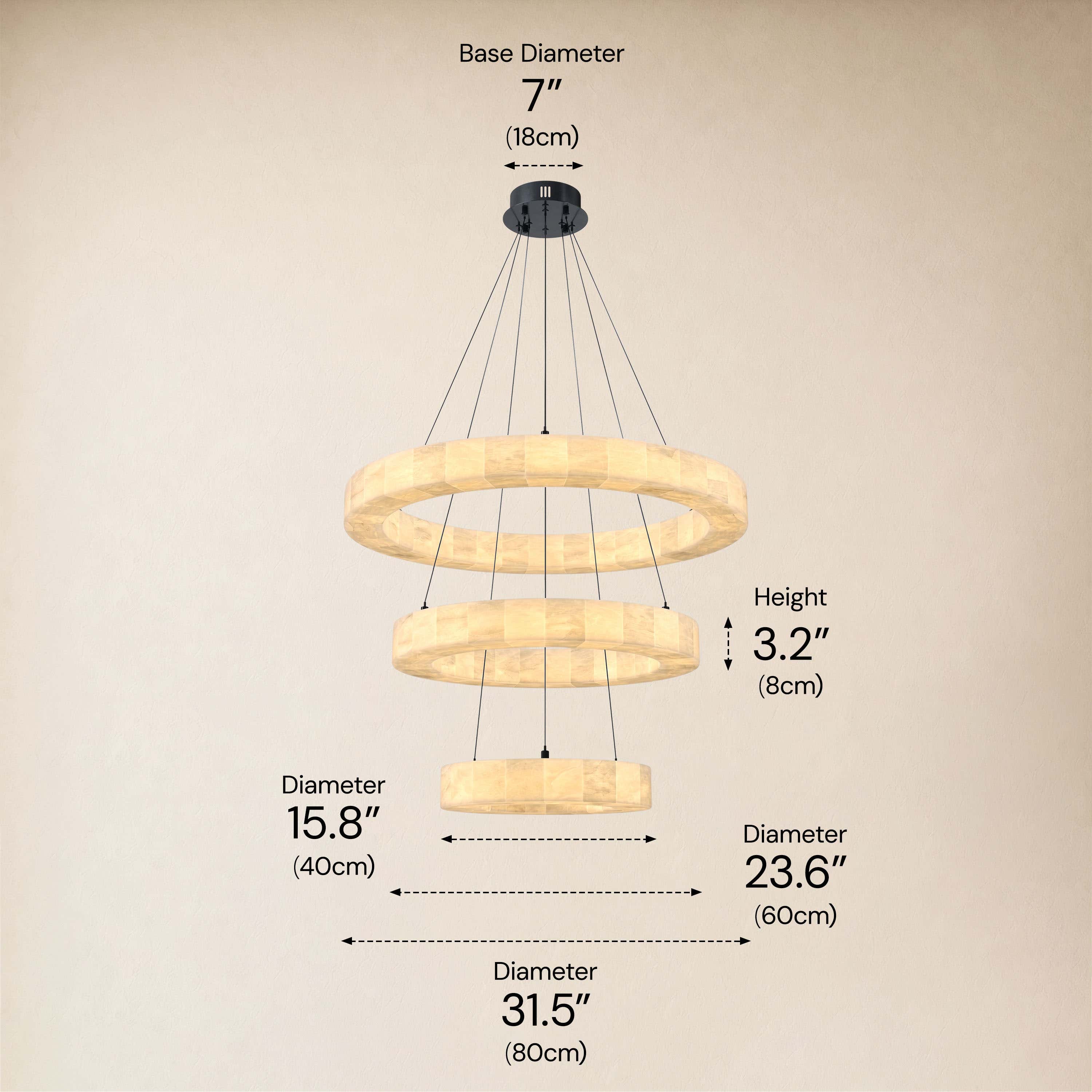 Soluna Alabaster 3 Tiered Custom Round Chandelier