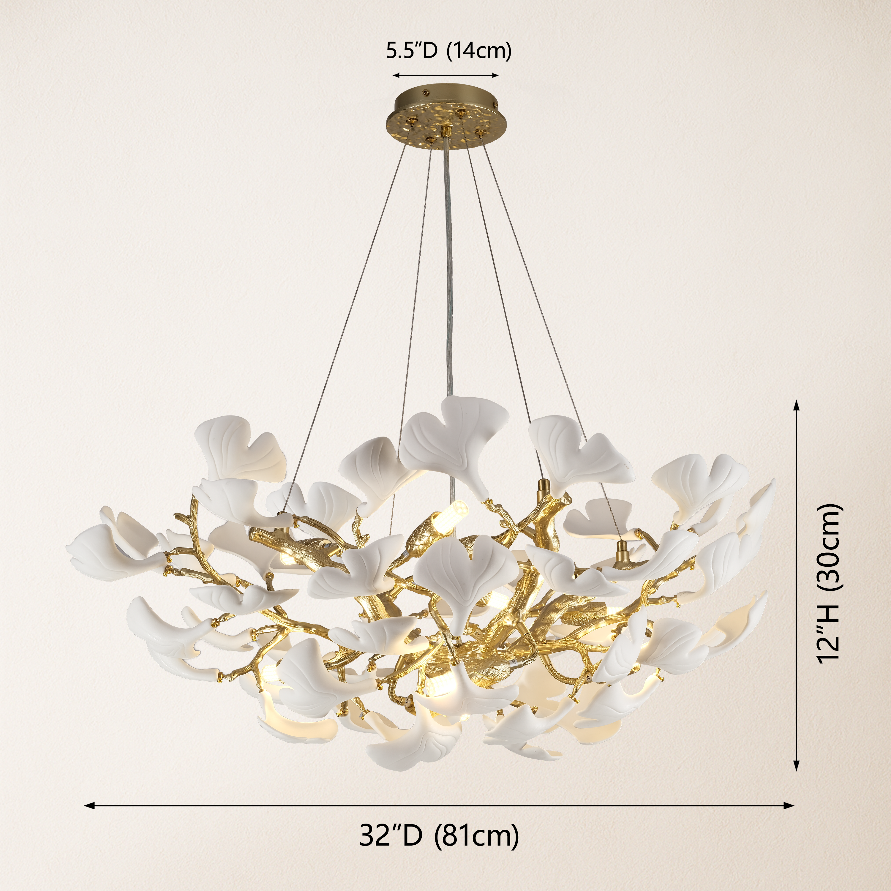 Twilight Branches Ceramic Glow Round Chandelier 32"D
