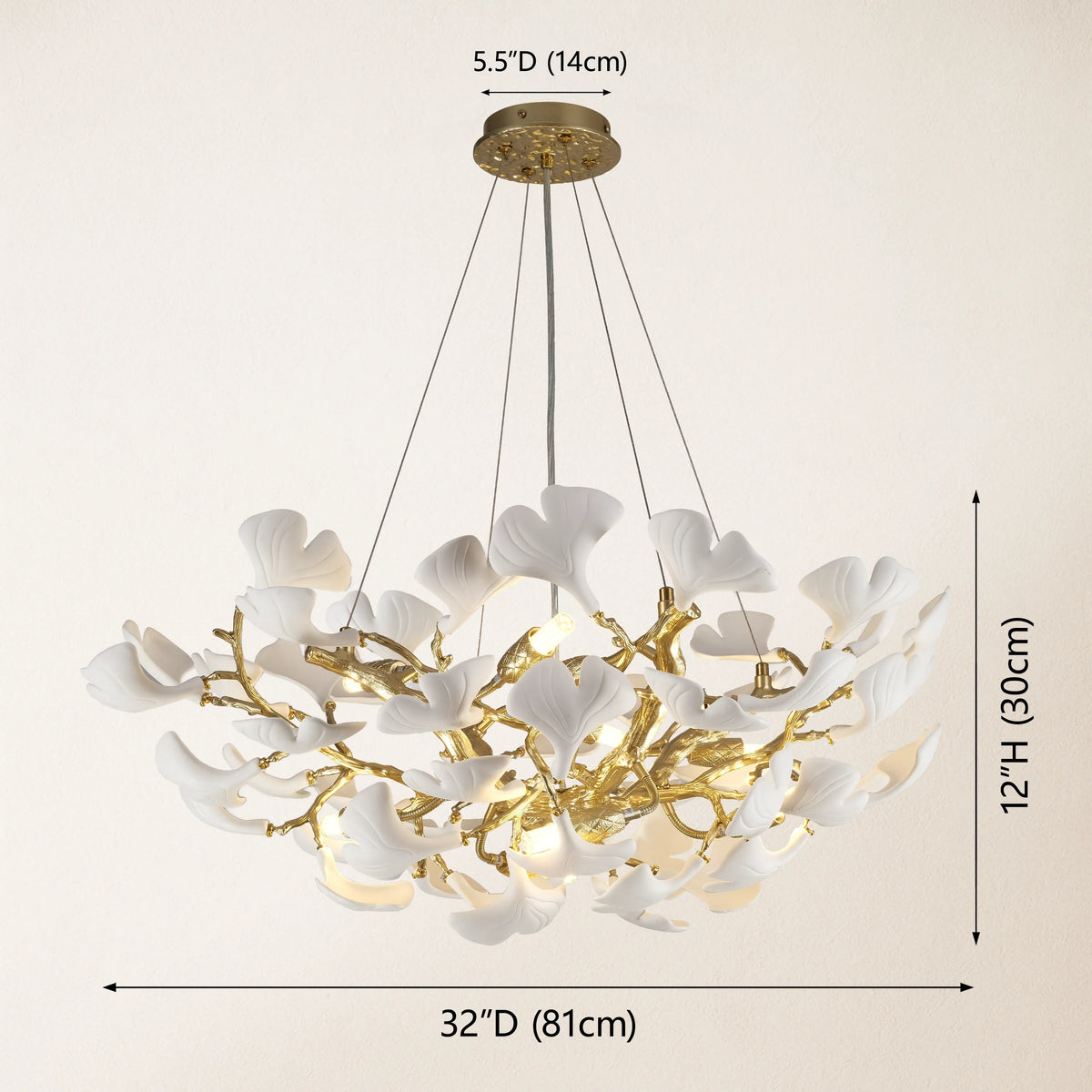 Twilight Branches Ceramic Glow Round Chandelier 32"D
