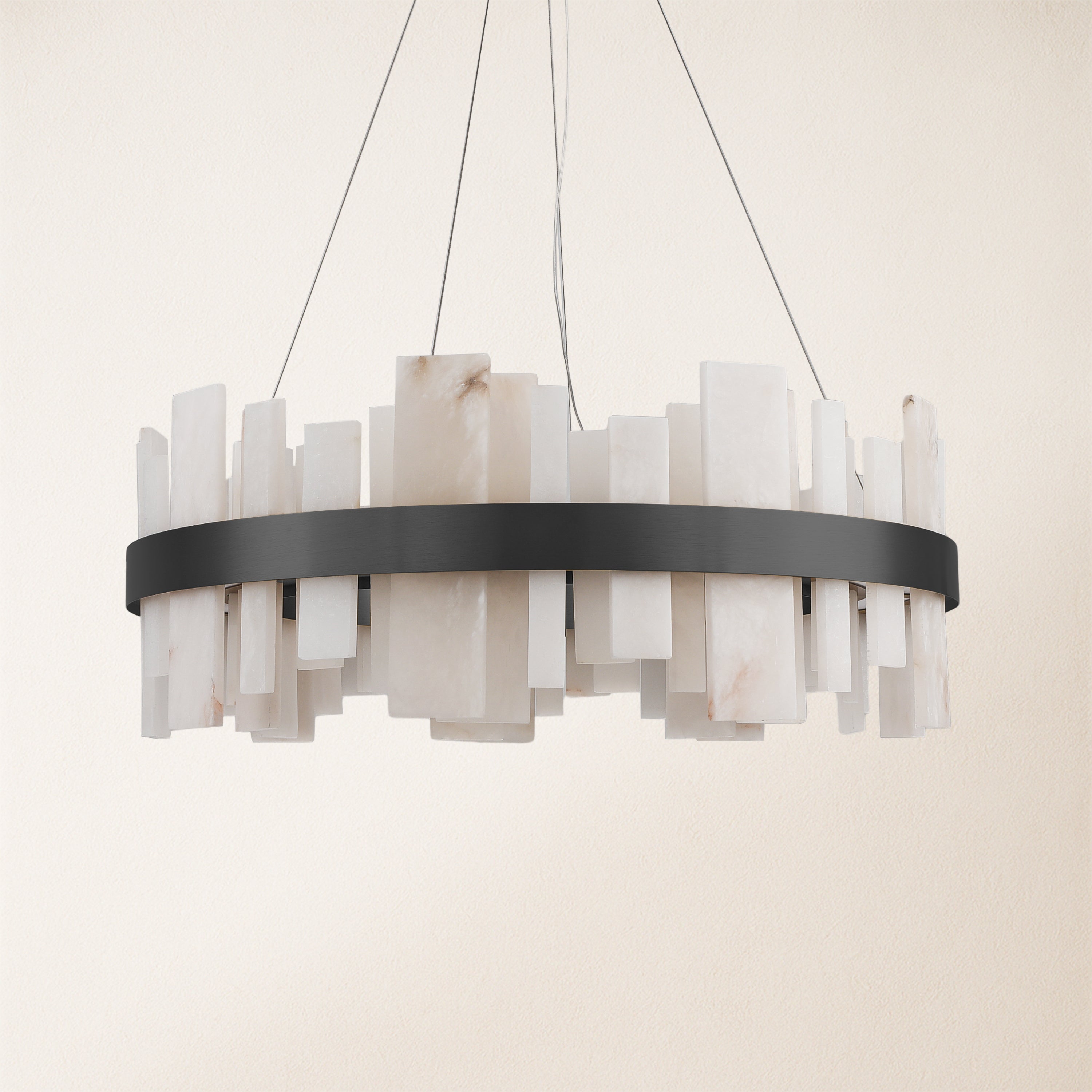 Nocturne Alabaster Round Chandelier 32"