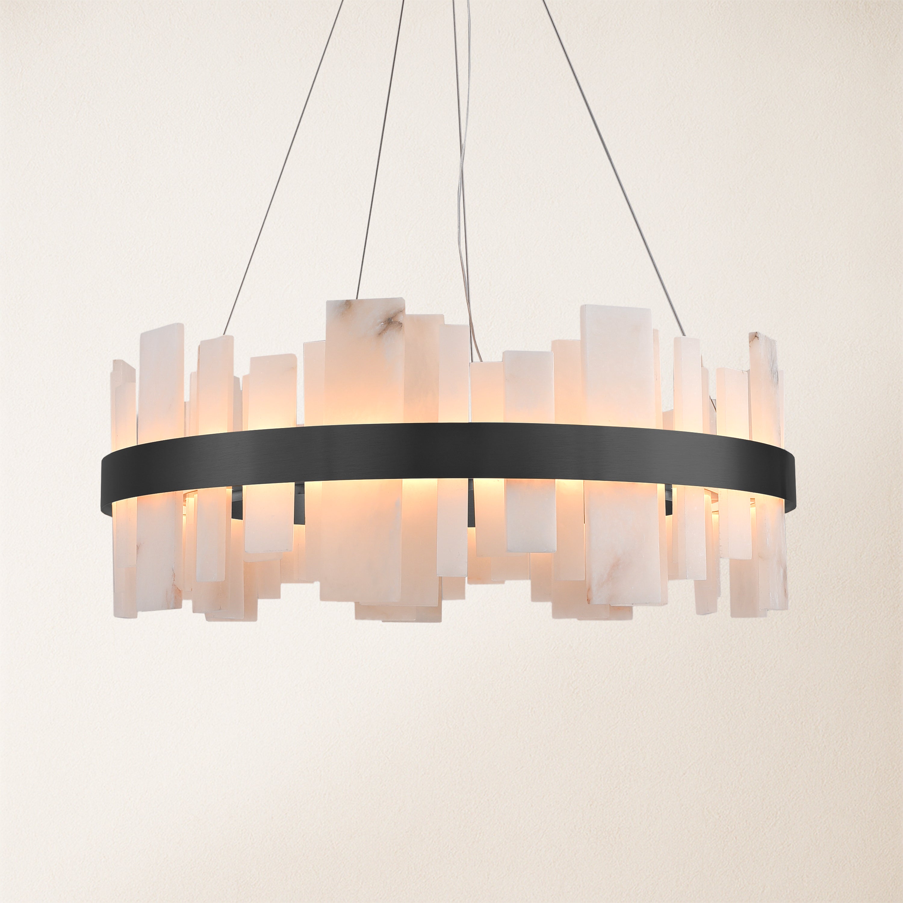 Nocturne Alabaster Round Chandelier 32"