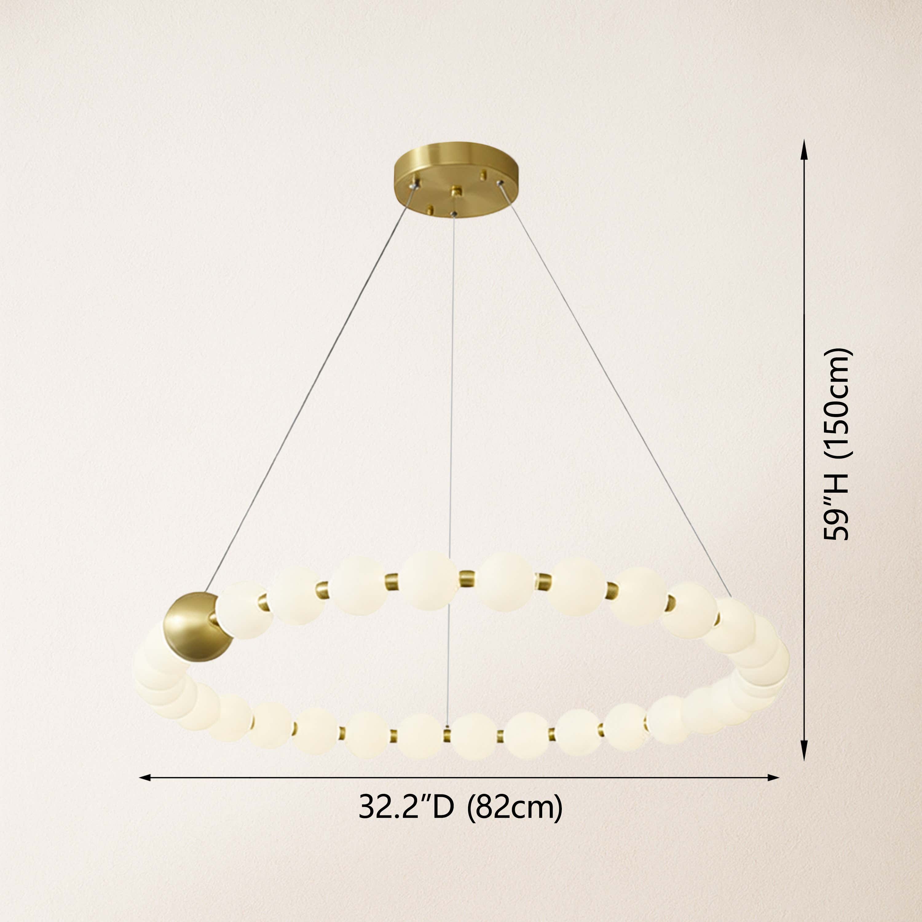 Velora Pearl Bead Round Chandelier 32"D