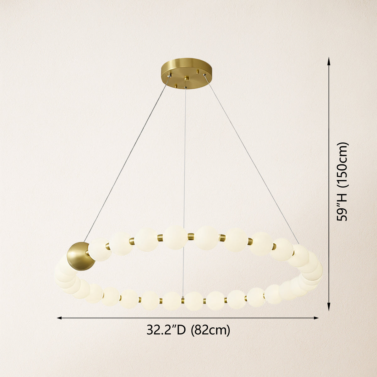 Velora Pearl Bead Round Chandelier 32"D
