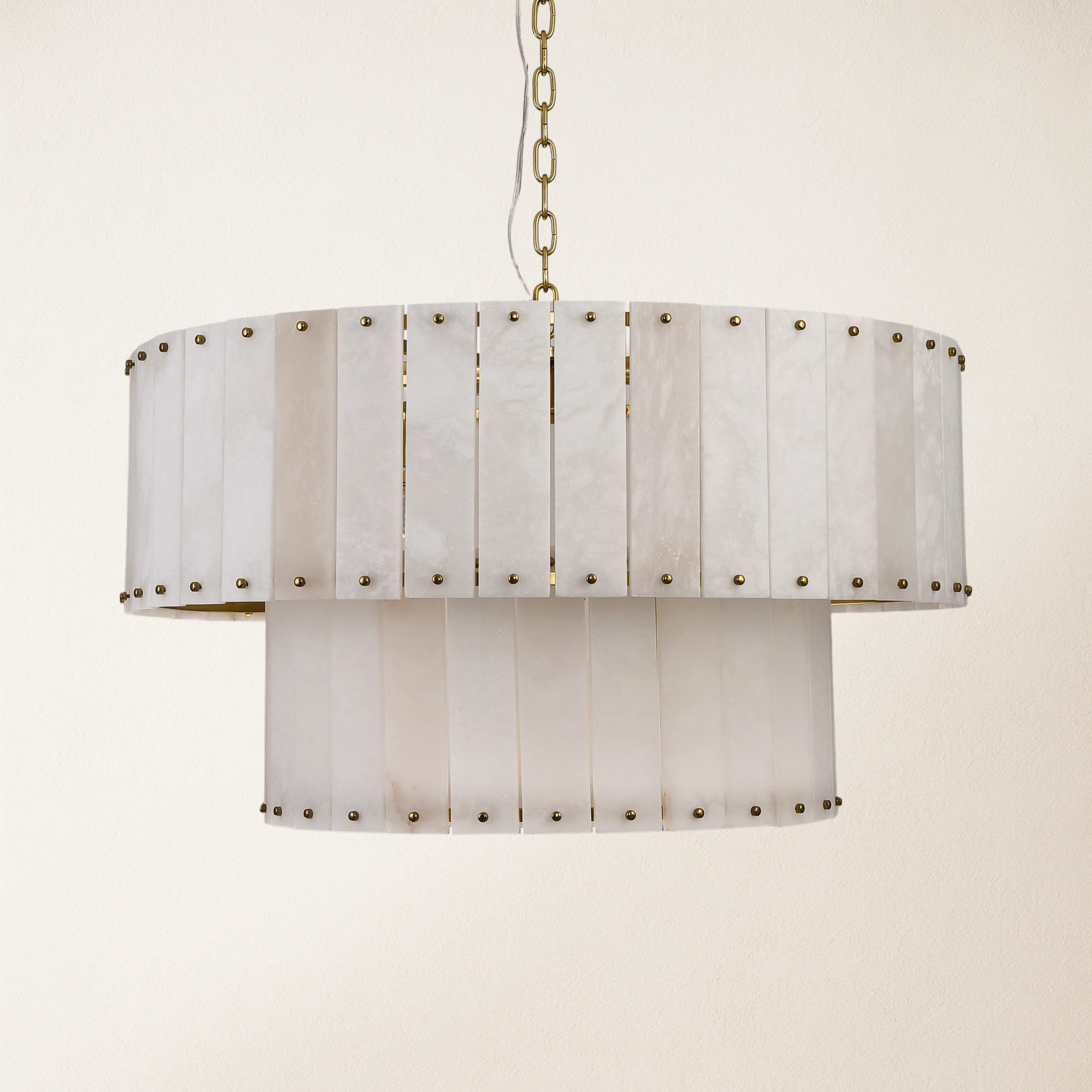 Nivislight Alabaster 2-Tier Round Chandelier 32"