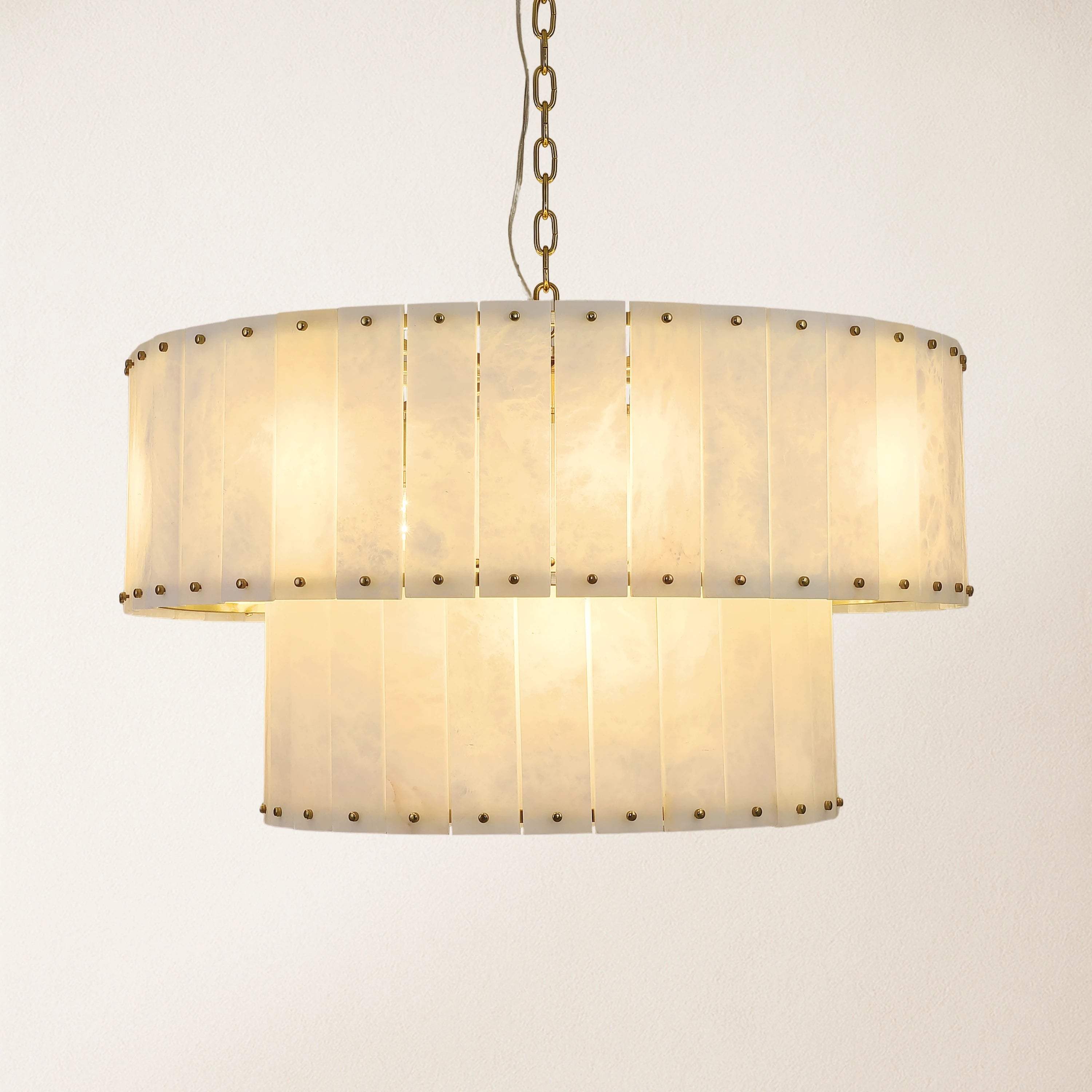 Nivislight Alabaster 2-Tier Round Chandelier 32"