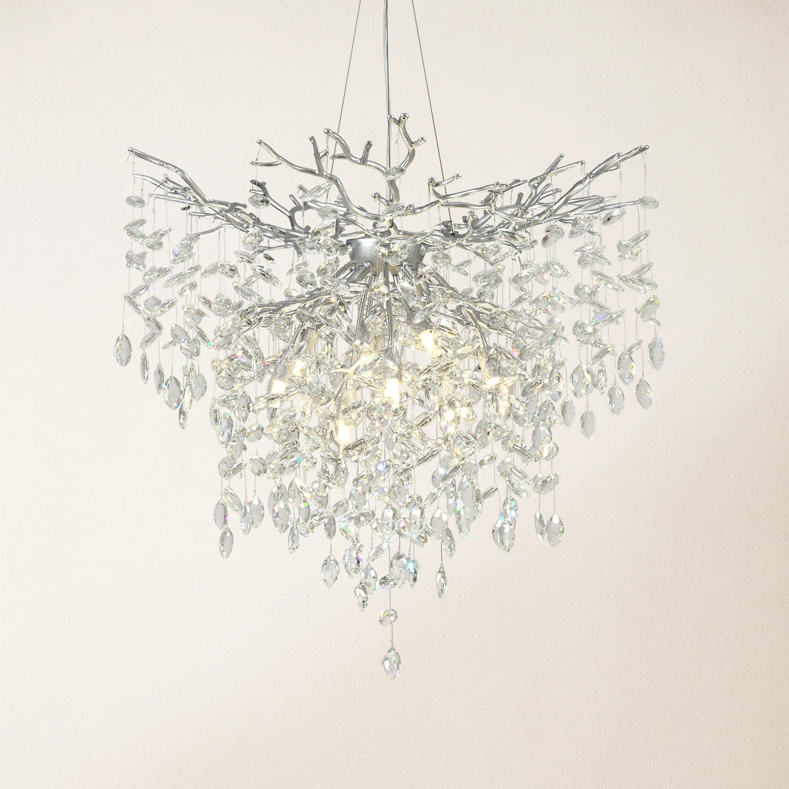 Frostleaf Crystal Grand Cascade Branches Chandelier 32"