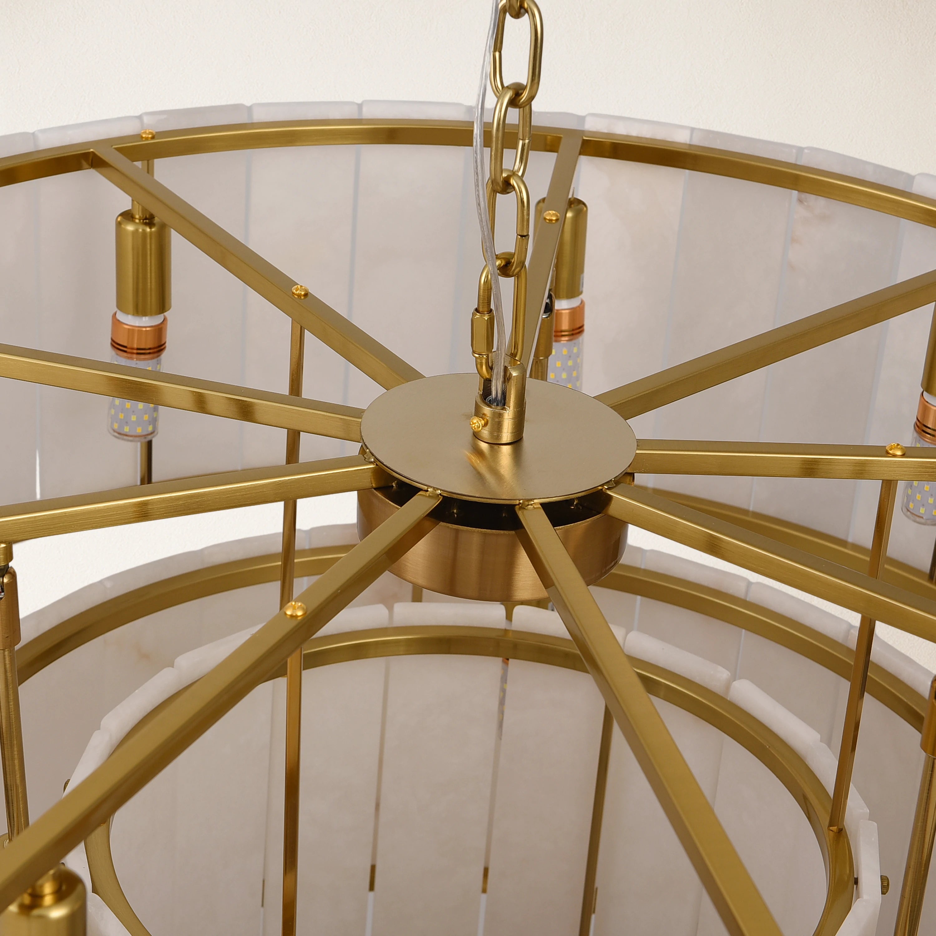 Nivislight Alabaster 2-Tier Round Chandelier 32"