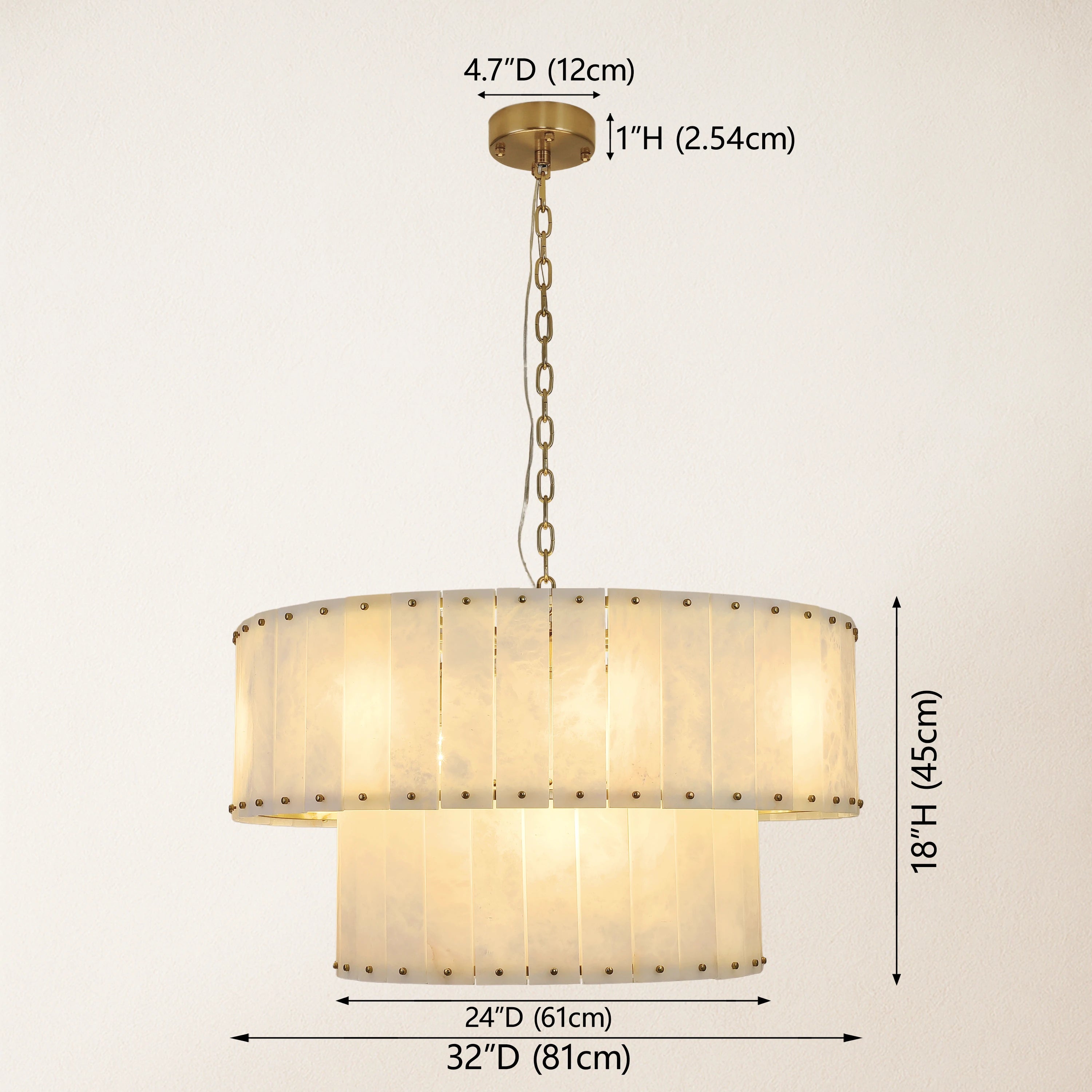 Nivislight Alabaster 2-Tier Round Chandelier 32“
