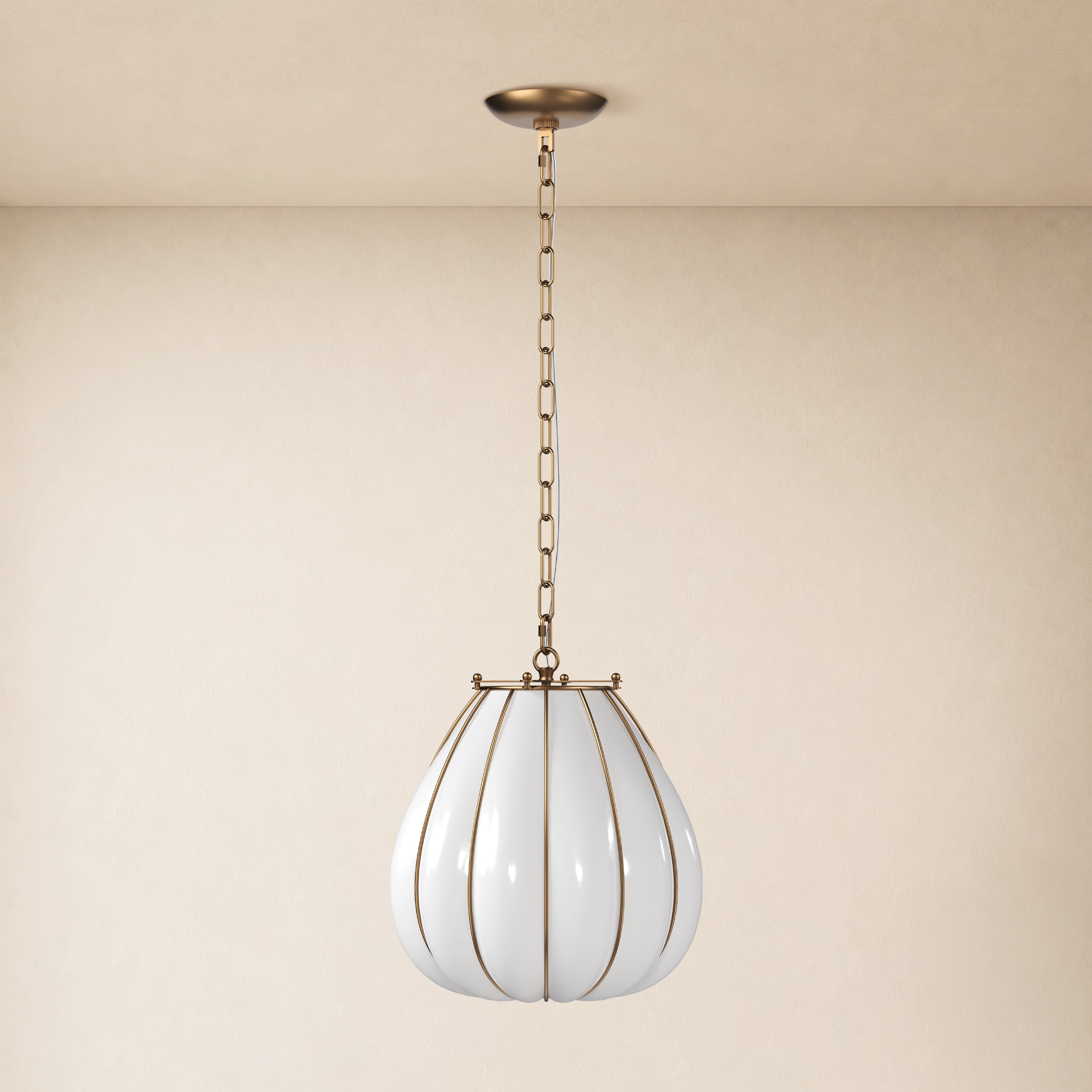 Caelvori Glass Ribbed Lantern Pendant 13" 17"D