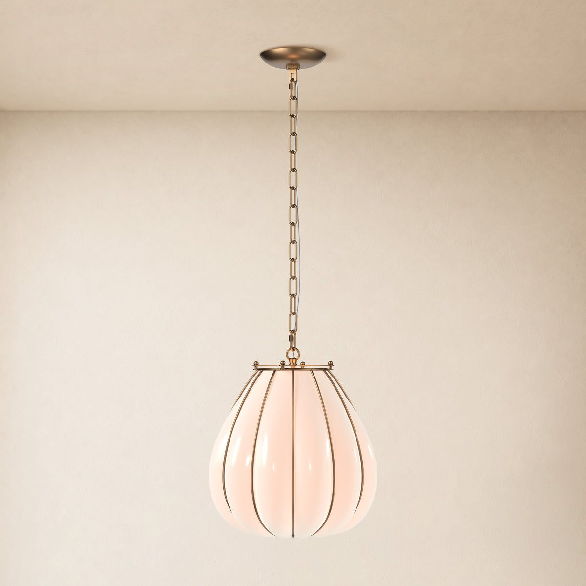 Caelvori Glass Ribbed Lantern Pendant 13" 17"D