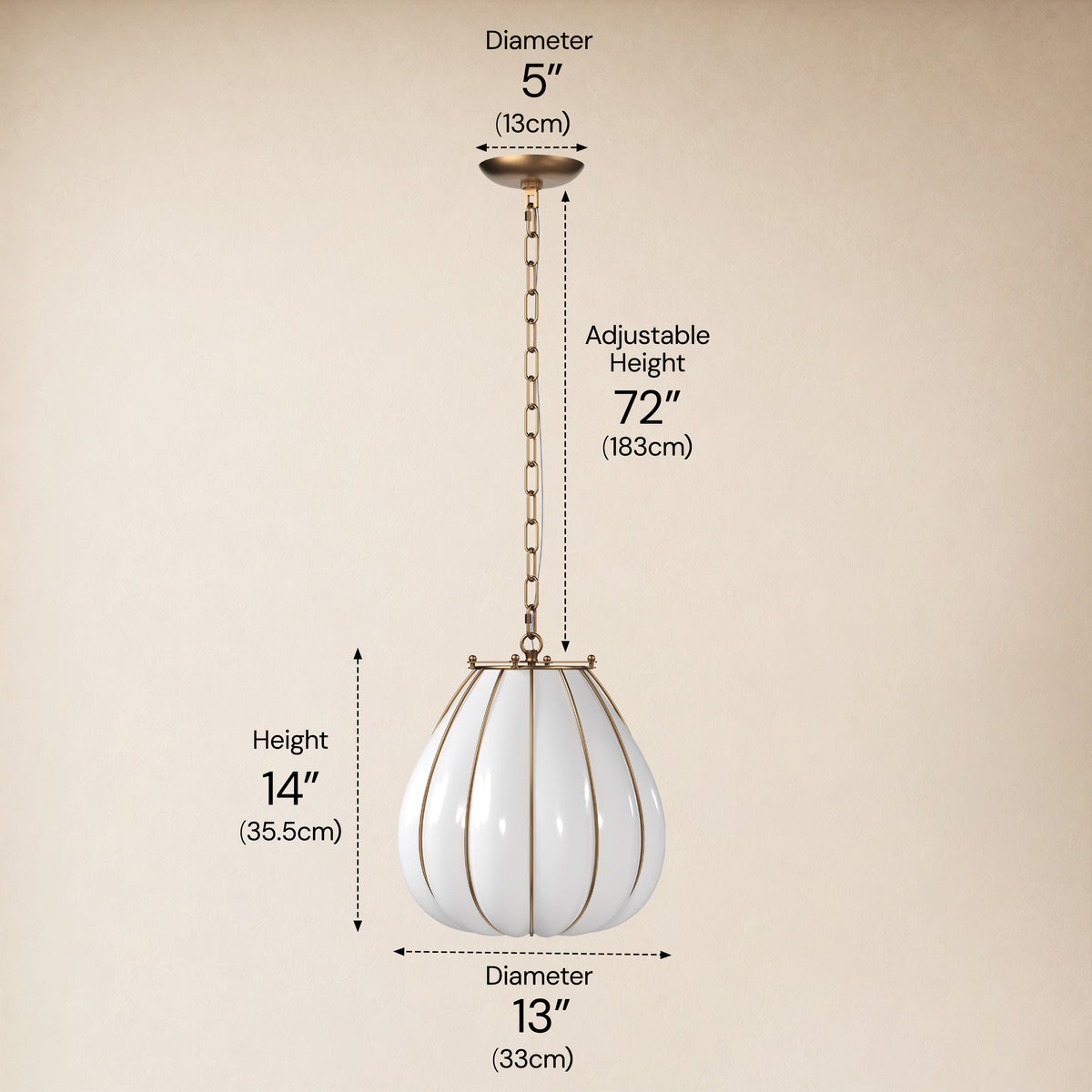 Caelvori Glass Ribbed Lantern Pendant 13" 17"D