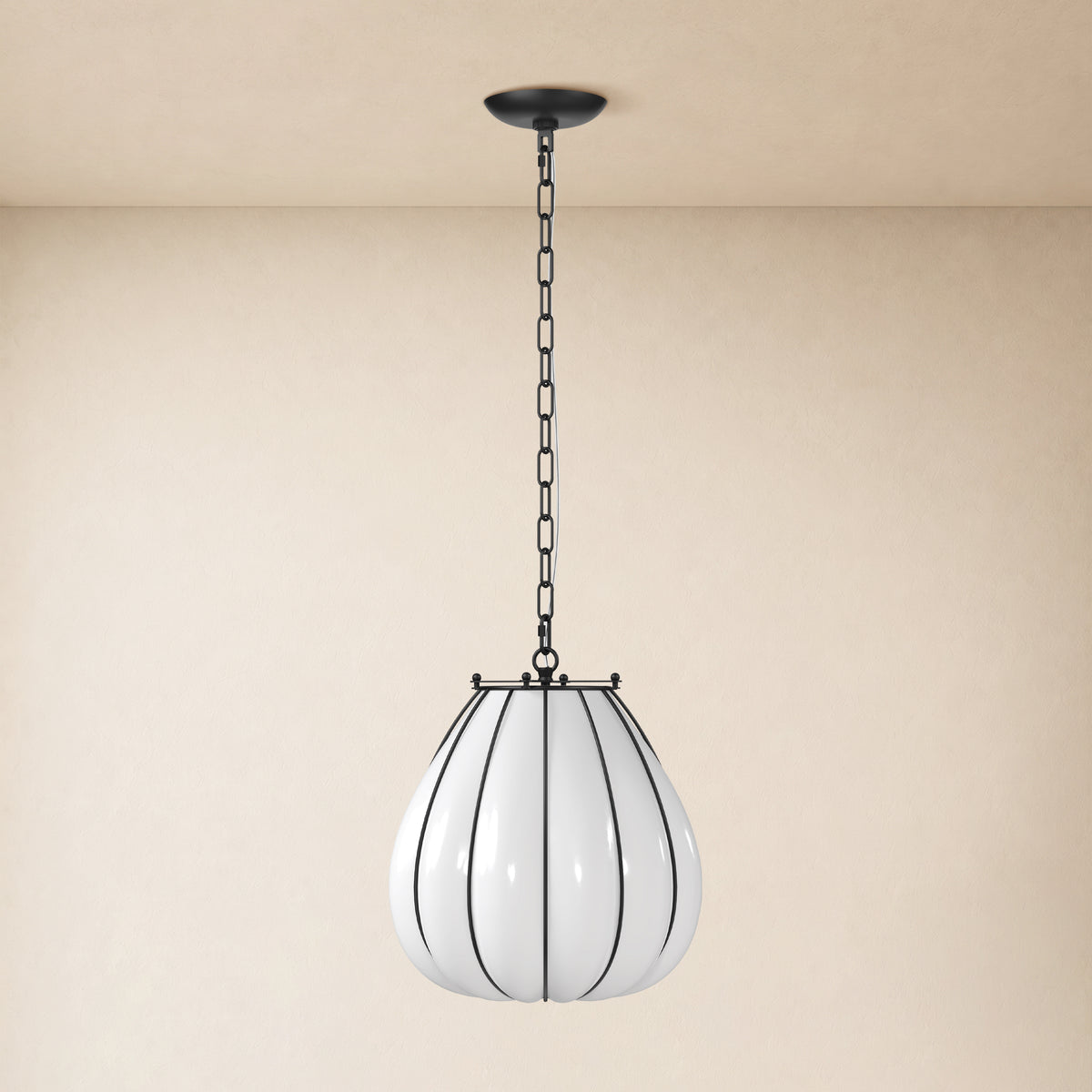 Caelvori Glass Ribbed Lantern Pendant 13" 17"D