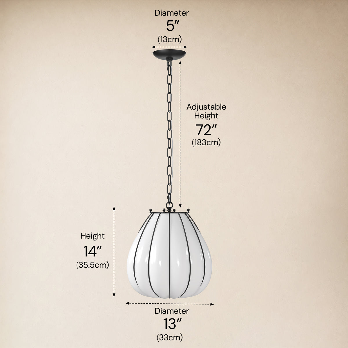 Caelvori Glass Ribbed Lantern Pendant 13" 17"D