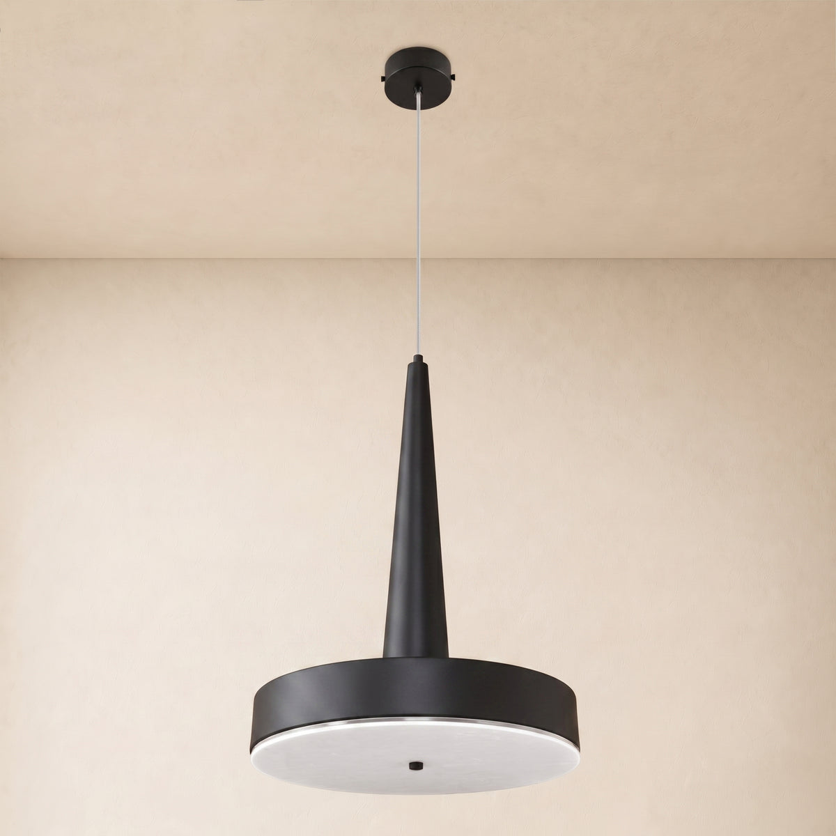 Pietra Lume Milk White Marble Cone Pendant 14"D