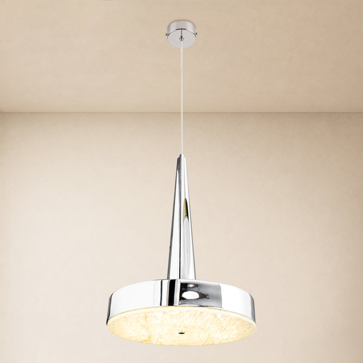 Pietra Lume White Marble Cone Pendant 14"D