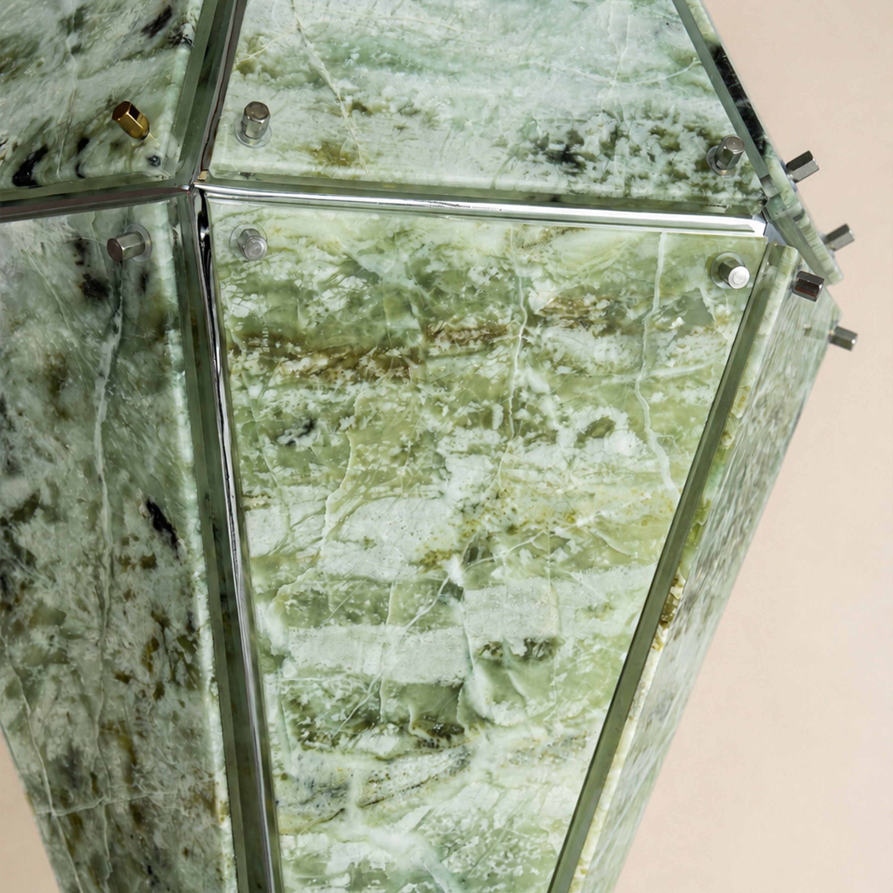 Pietra Green Marble Faceted Lantern Chandelier 13.7"D