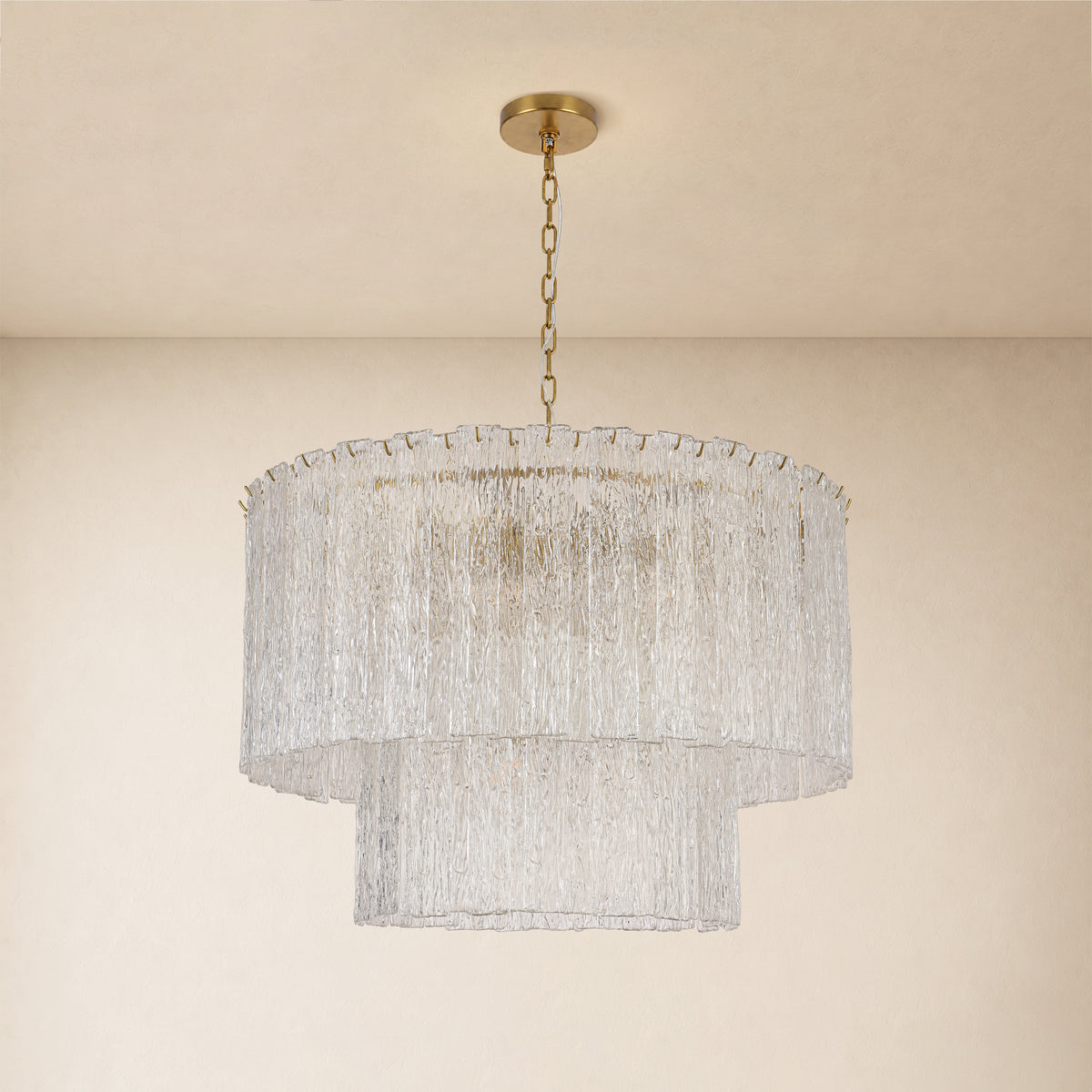 Aurellise Textured Glass Tiered Round Chandelier 36"D