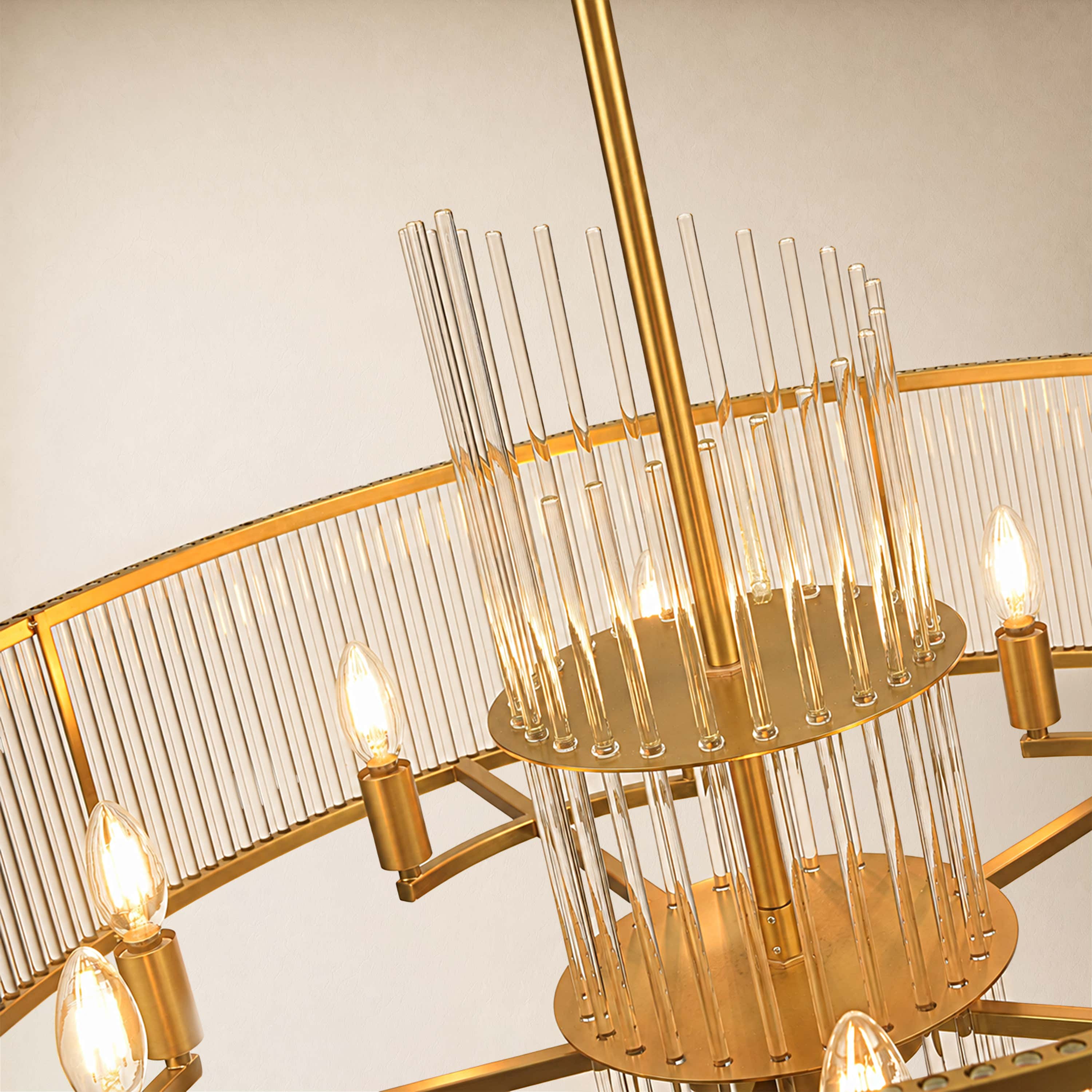 Virellune Glass Rod Round Chandelier 24" 36"D