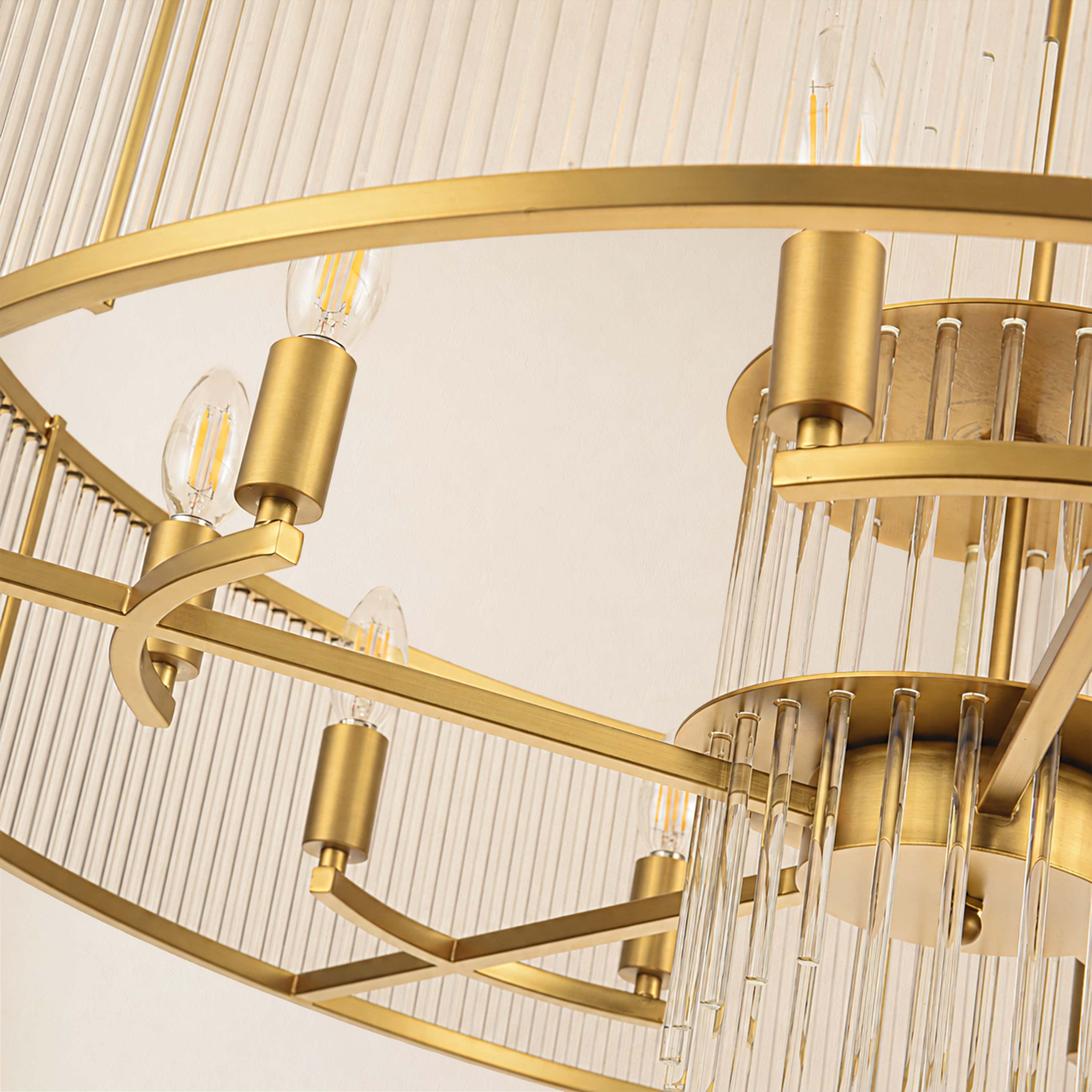 Virellune Glass Rod Round Chandelier 24" 36"D