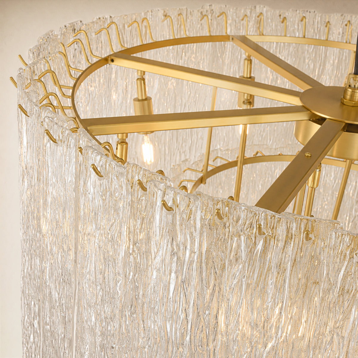 Aurellise Textured Glass Tiered Round Chandelier 36"D