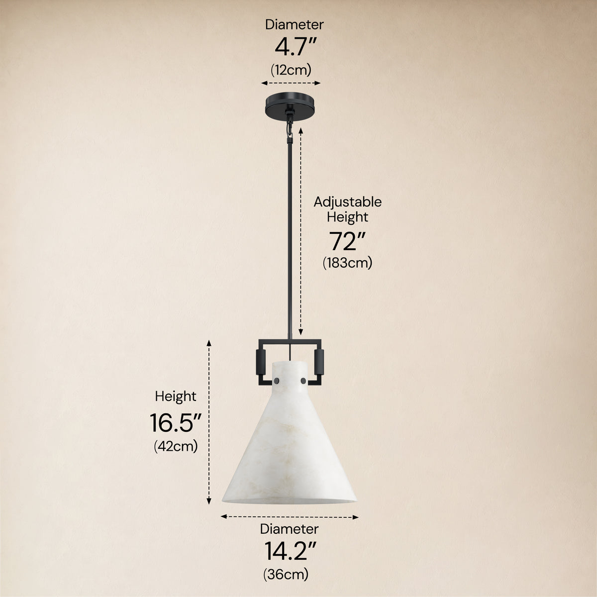 Lioren Resin Cone Pendant Light 14.2"D