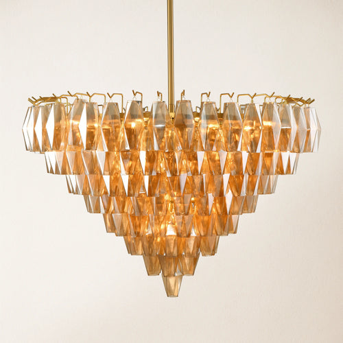 Celestial Drop Round Crystal Glass Chandelier 36"D