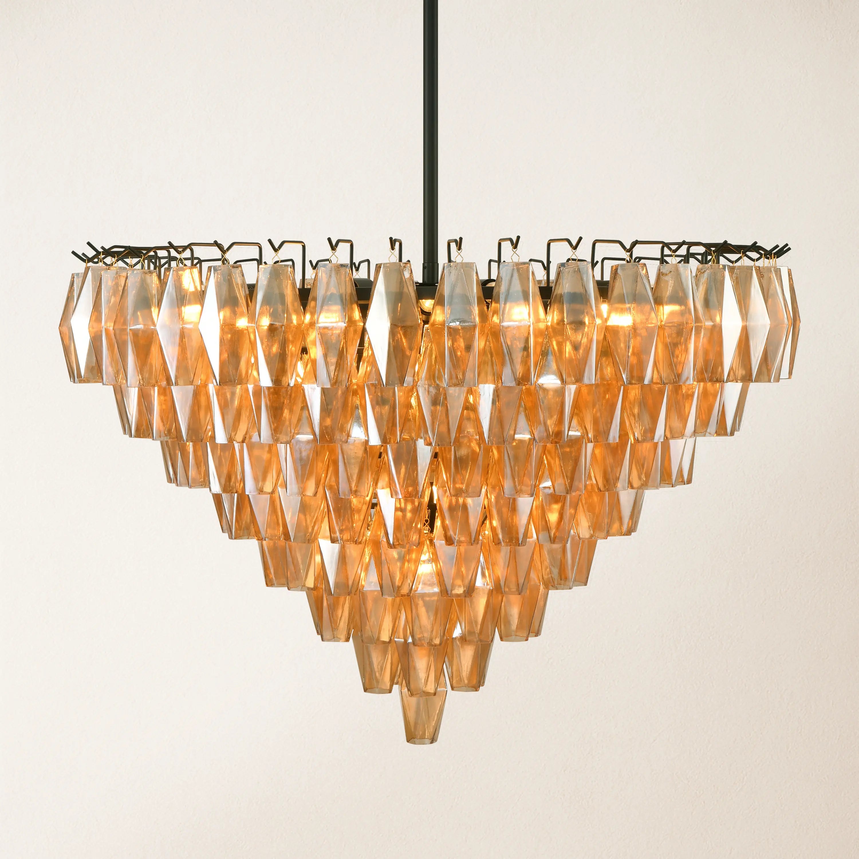 Celestial Drop Round Crystal Glass Chandelier 36"D