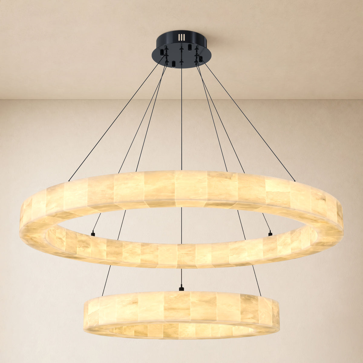Soluna Alabaster 2 Tiered Custom Round Chandelier