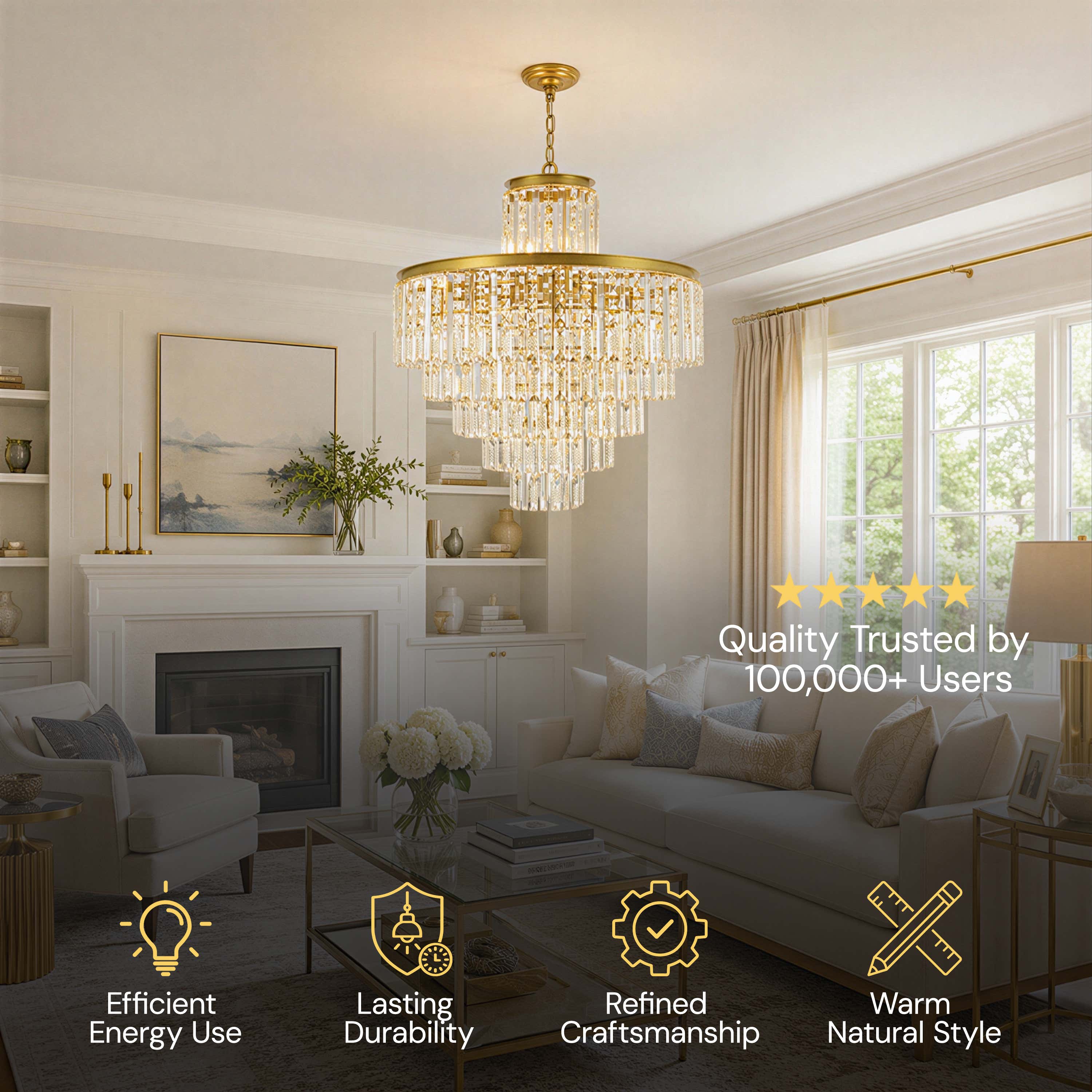 Lucentra Crystal Tiered Round Pendant 32"D