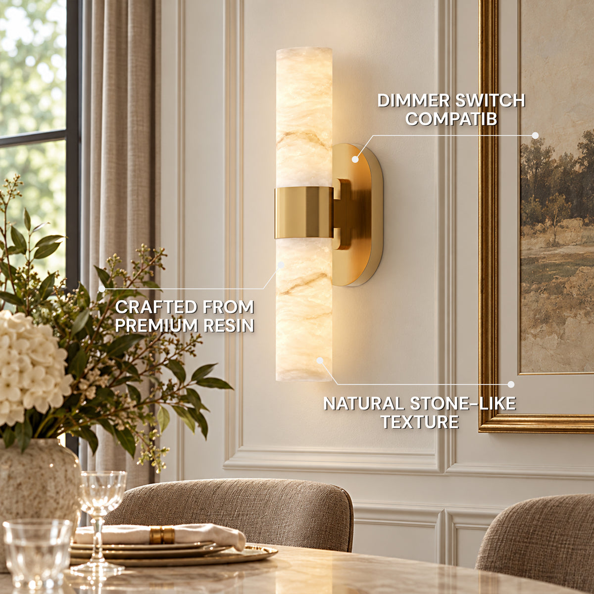 Calyndra Resin Cylinder Wall Sconce 18"-23"H