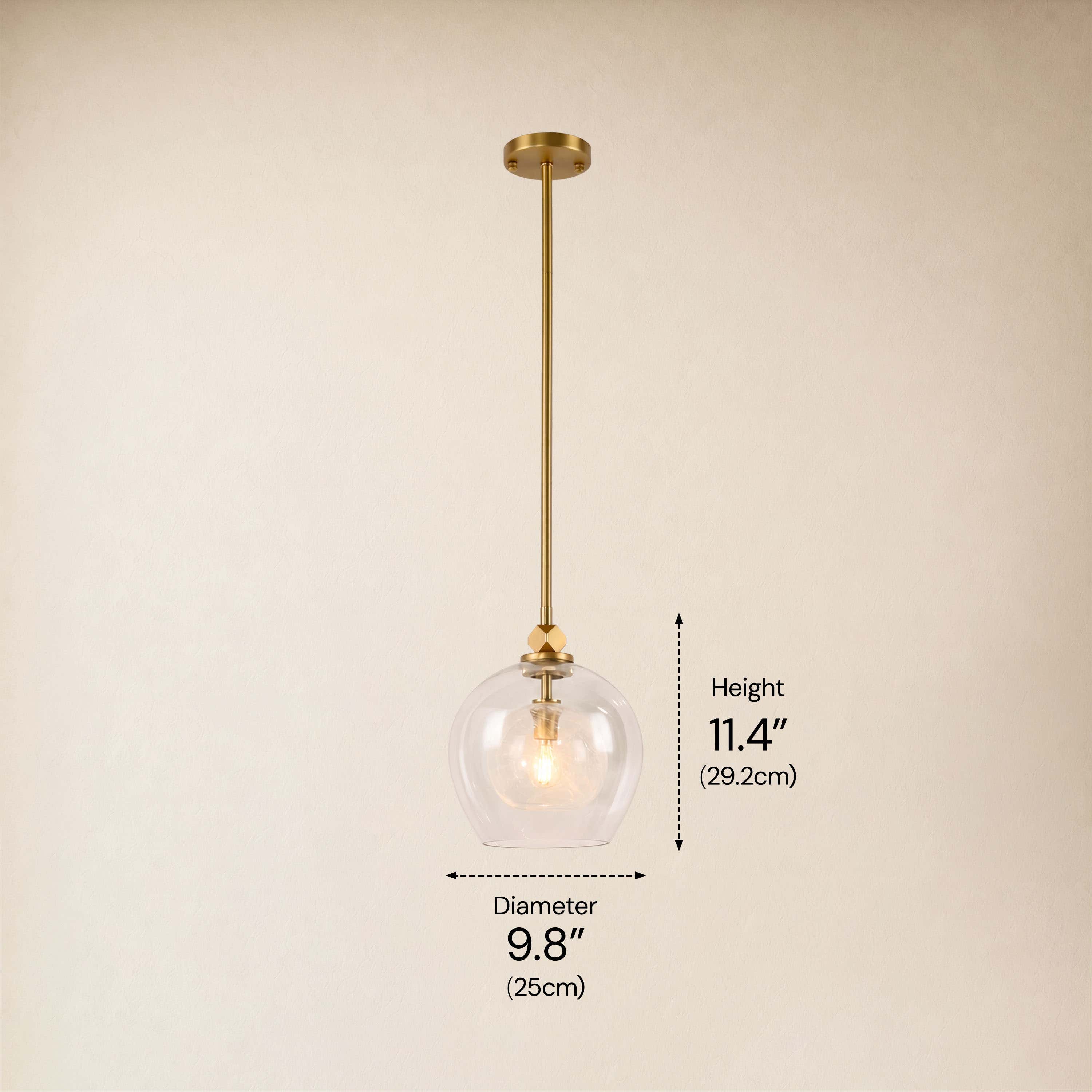Aurevin Clear Glass Globe Pendant 9.8"D