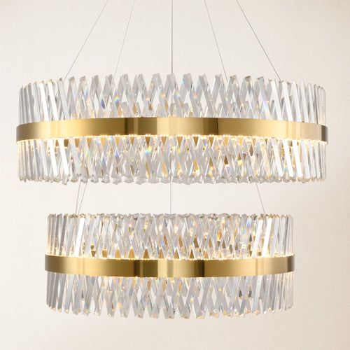 Vetro Prism Crystal 2-Tier Round Chandelier 40"D+31.5"D