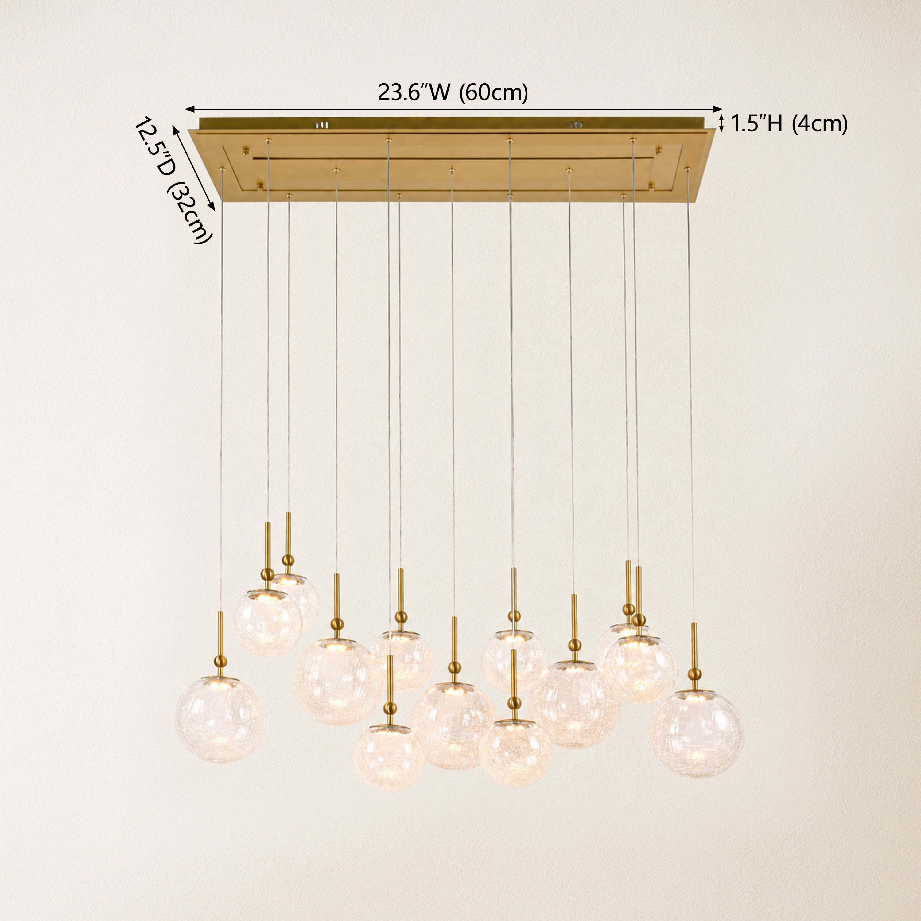 Elowen Crackled Glass Cluster Rectangular Chandelier