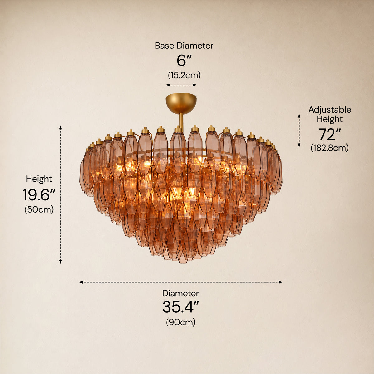 Celestial Drop Round Glass Chandelier 35.4"D