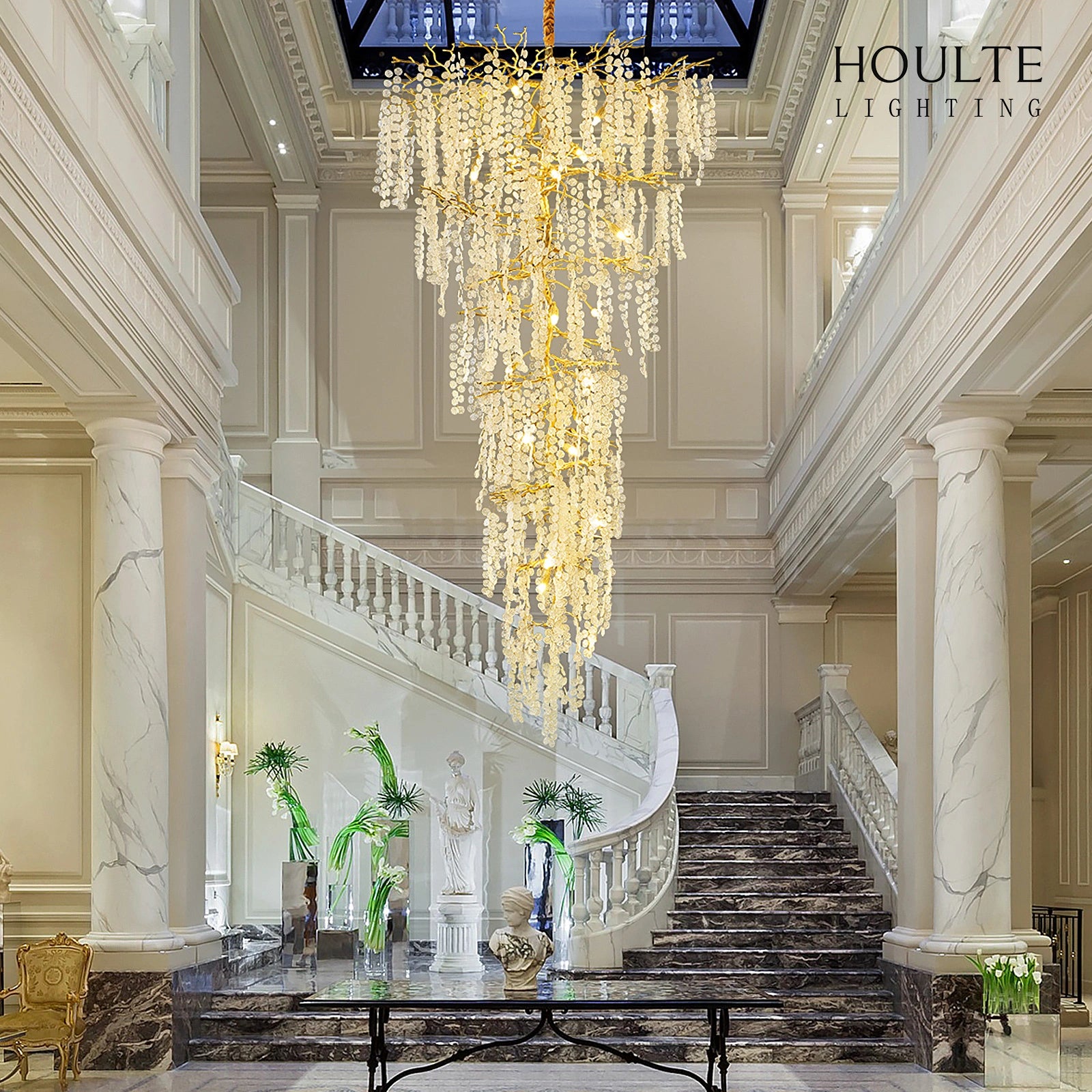 Shiro Noda Crystal Tree Branch Round Chandelier 95"H