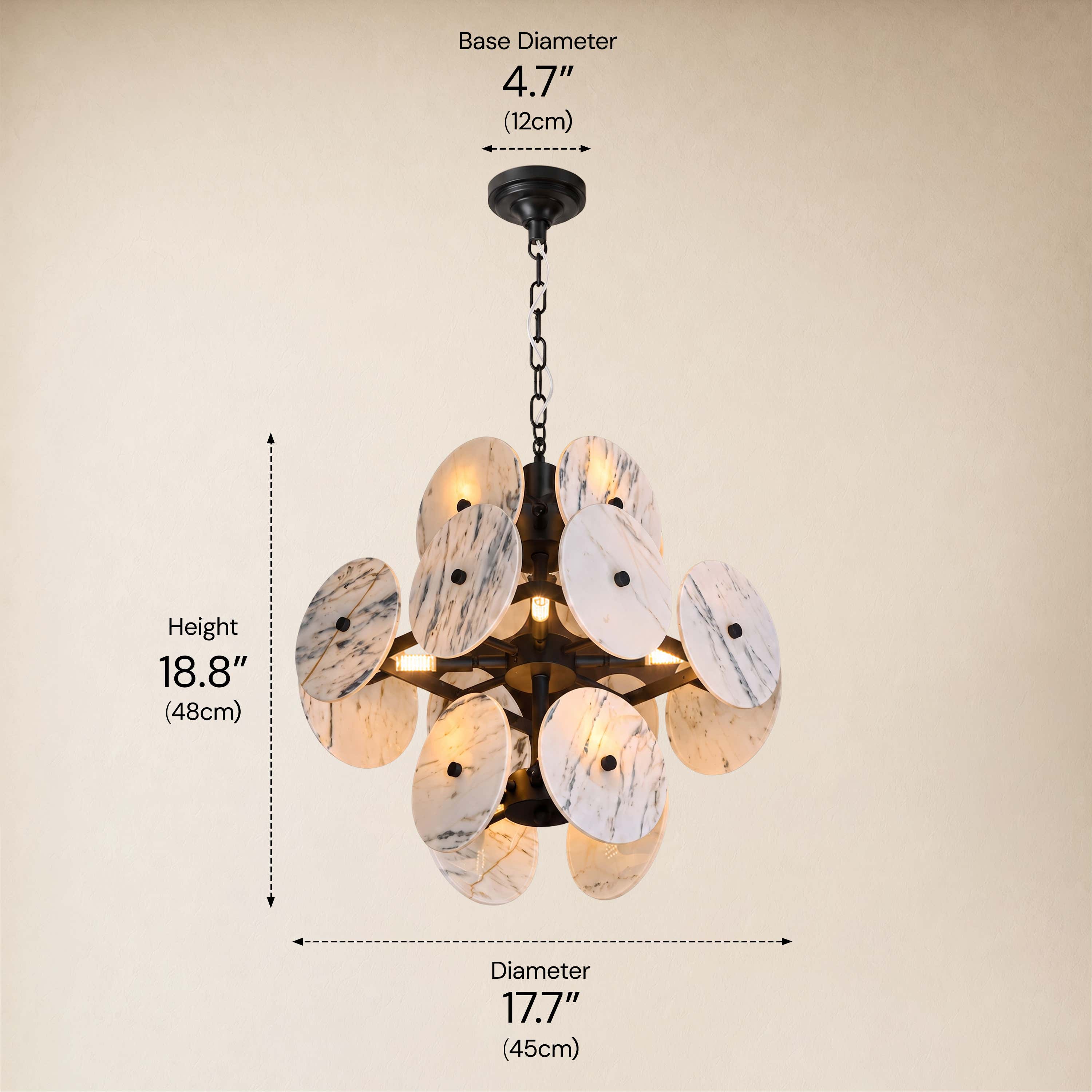 Pietra White Ink Marble Pendant 17.7"D