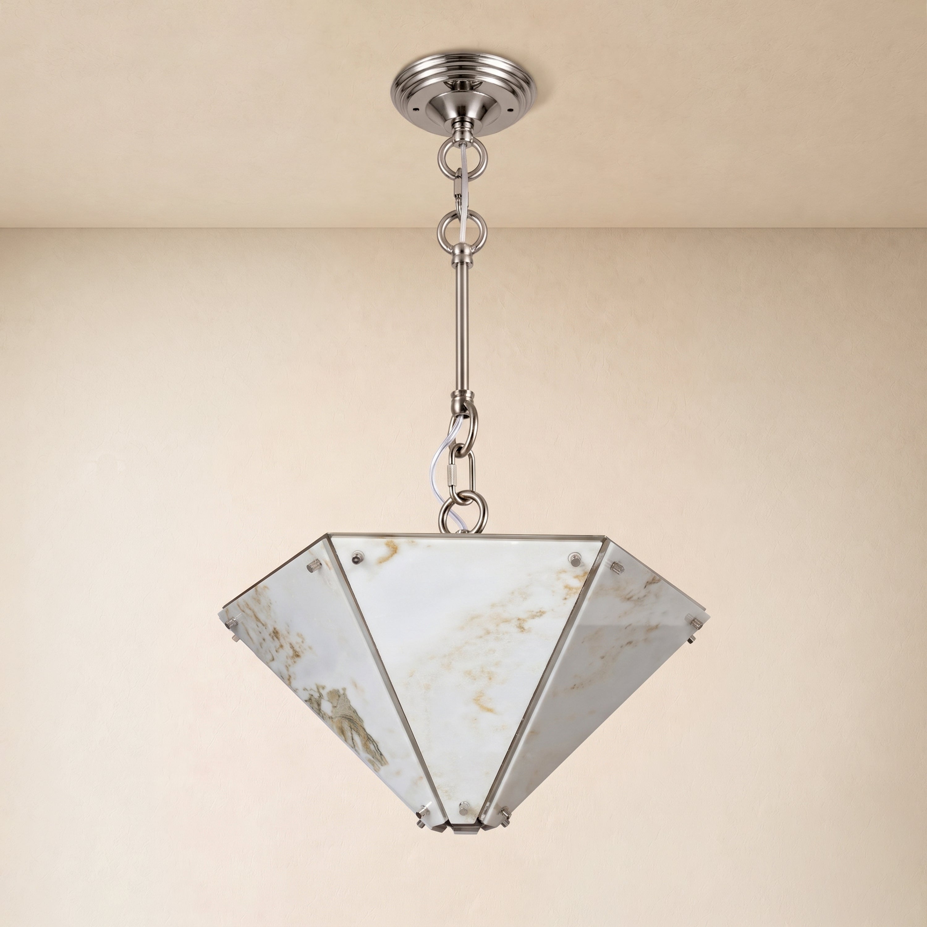 Pietra White Marble Hexagonal Lantern Pendant 15.7"D