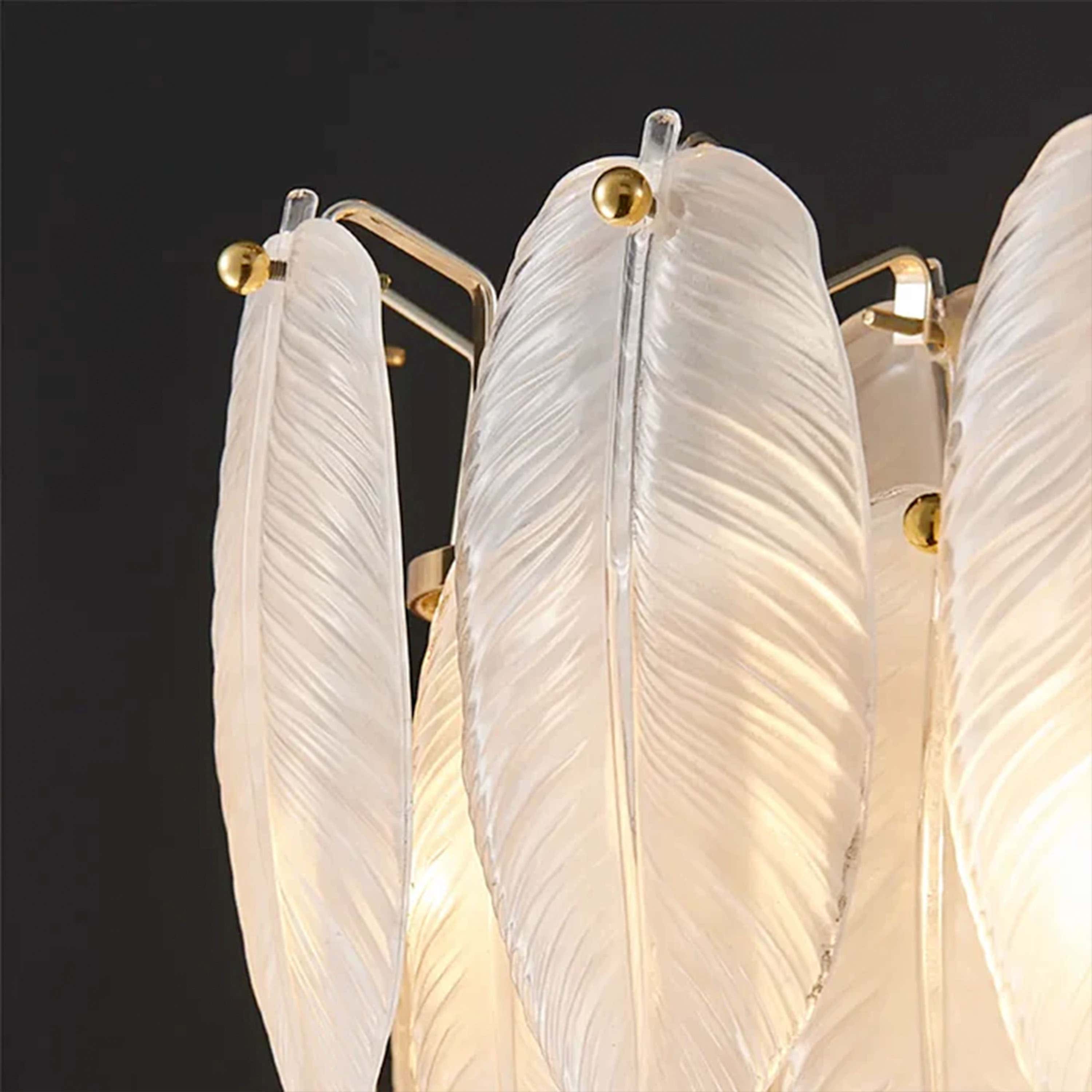 Avelis Glass Feather Linear Chandelier 32"W