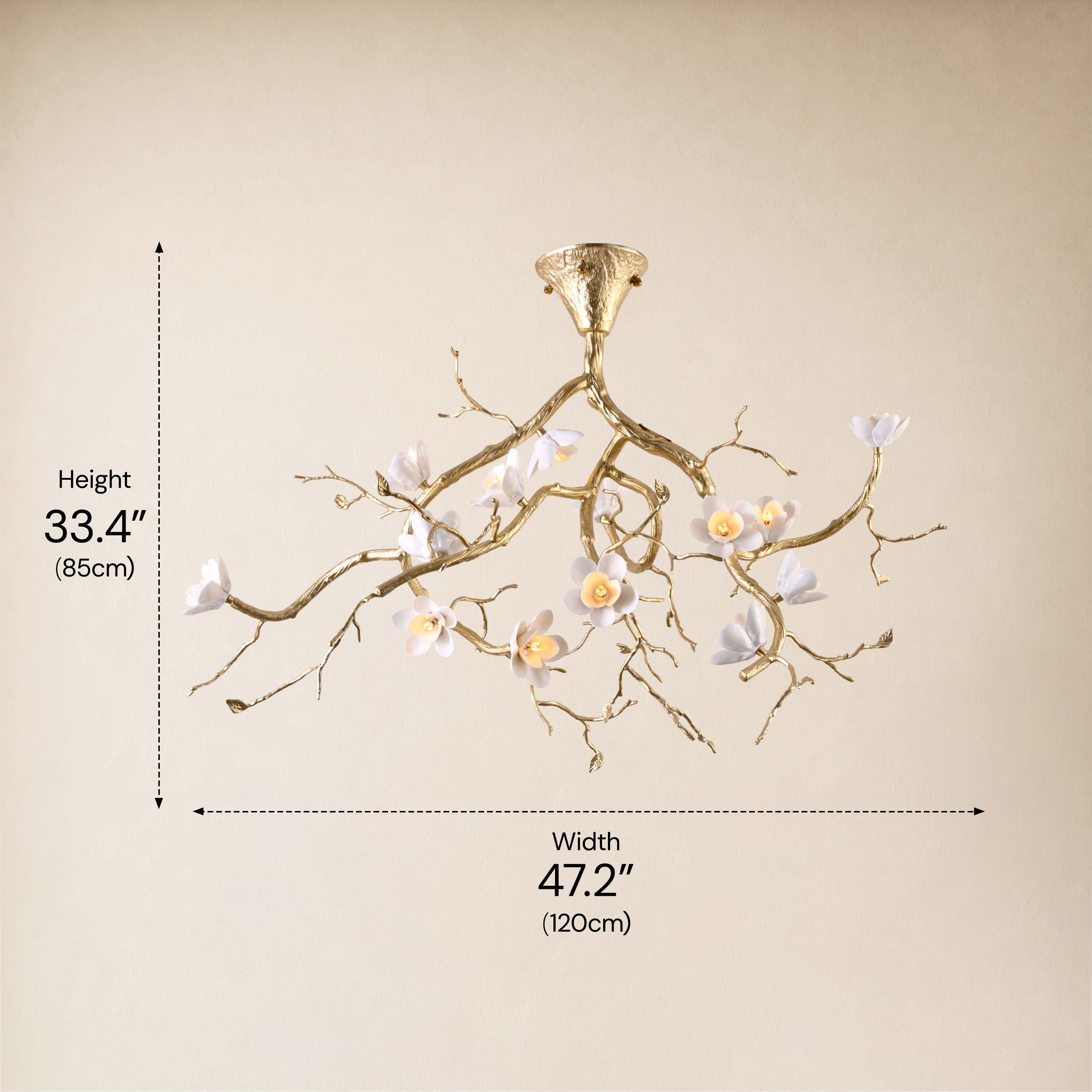 Floravine Ceramic Floral Branch Chandelier 47.2"W