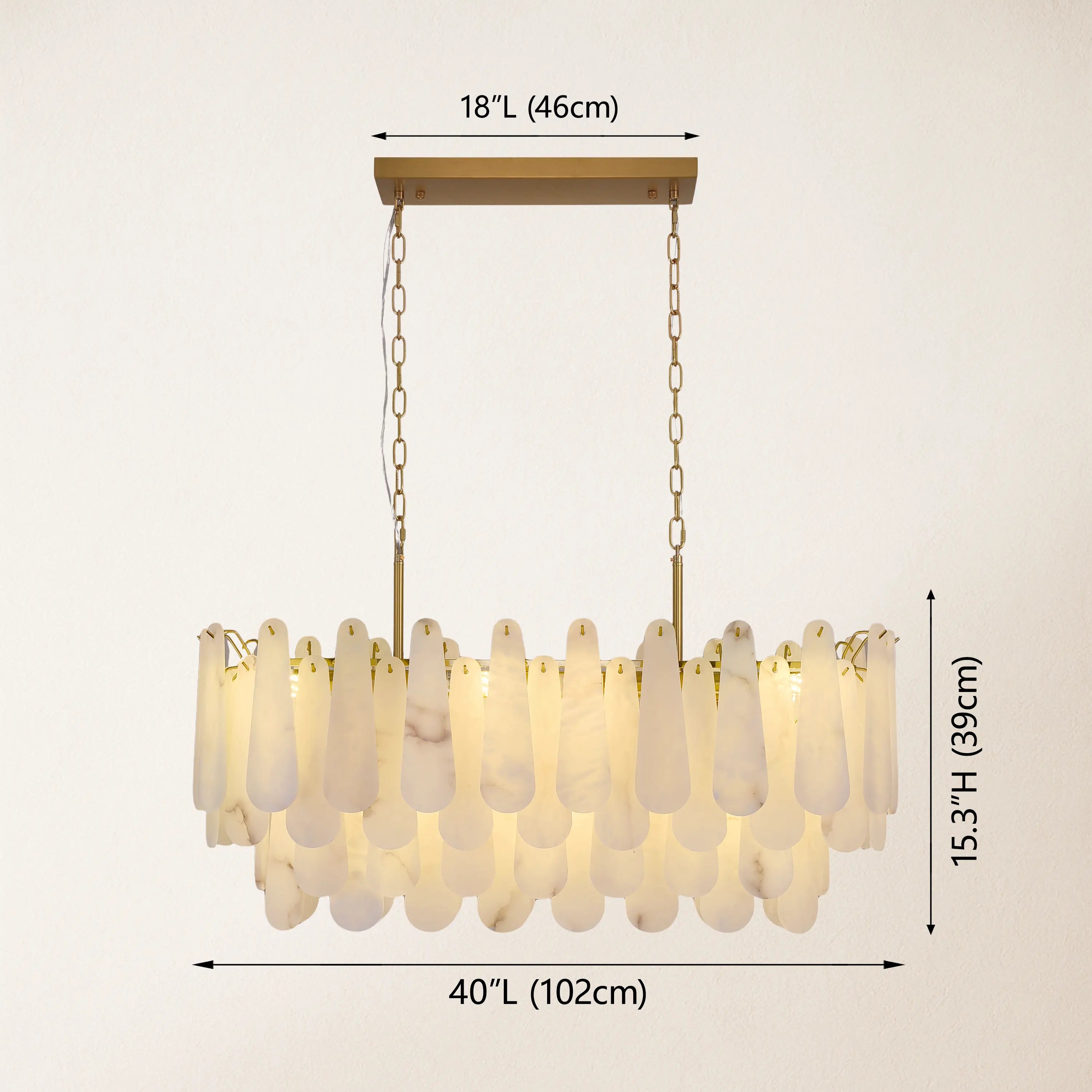 Caldera Alabaster Rectangular Chandelier 40"